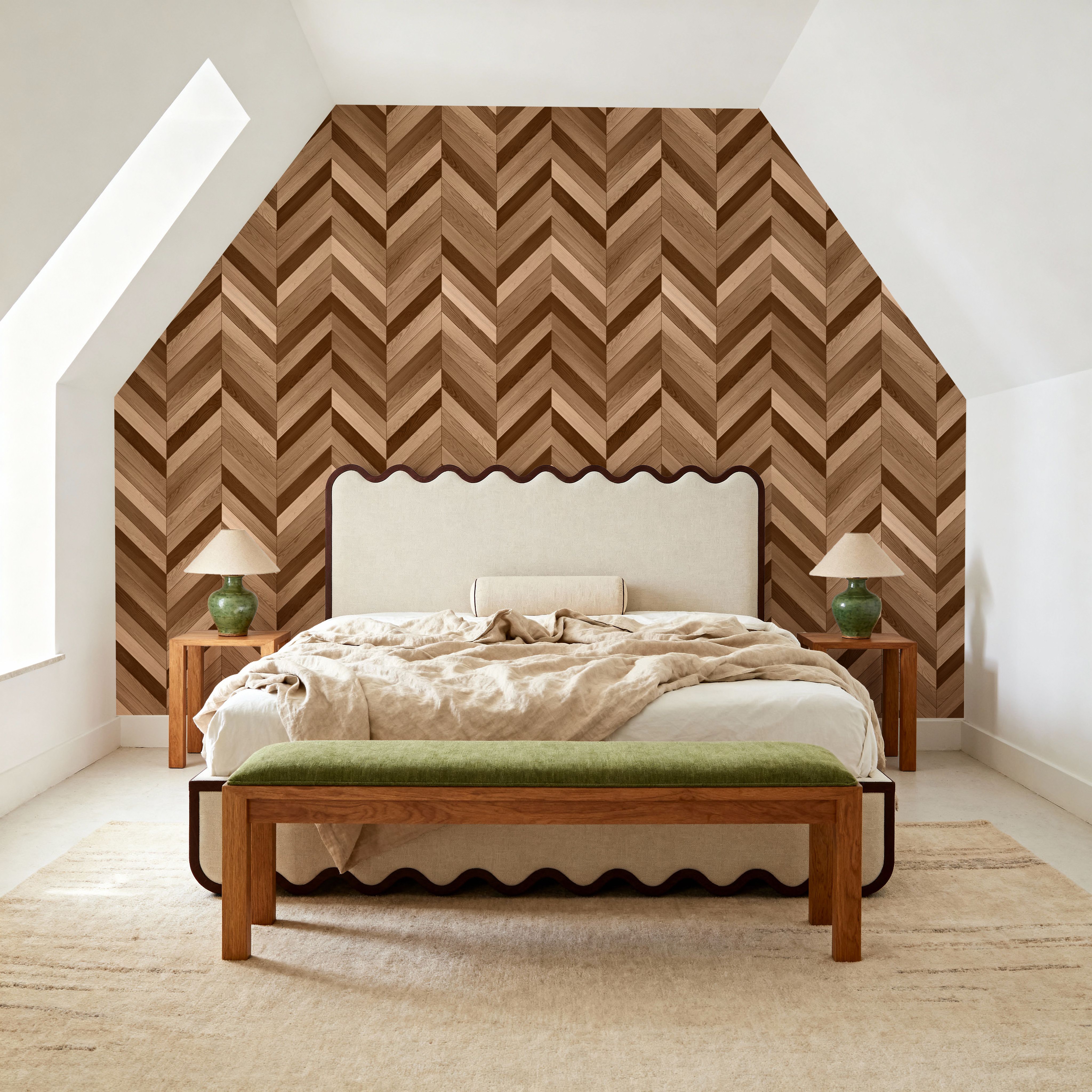 Chevron Wood, Walnut and Oak