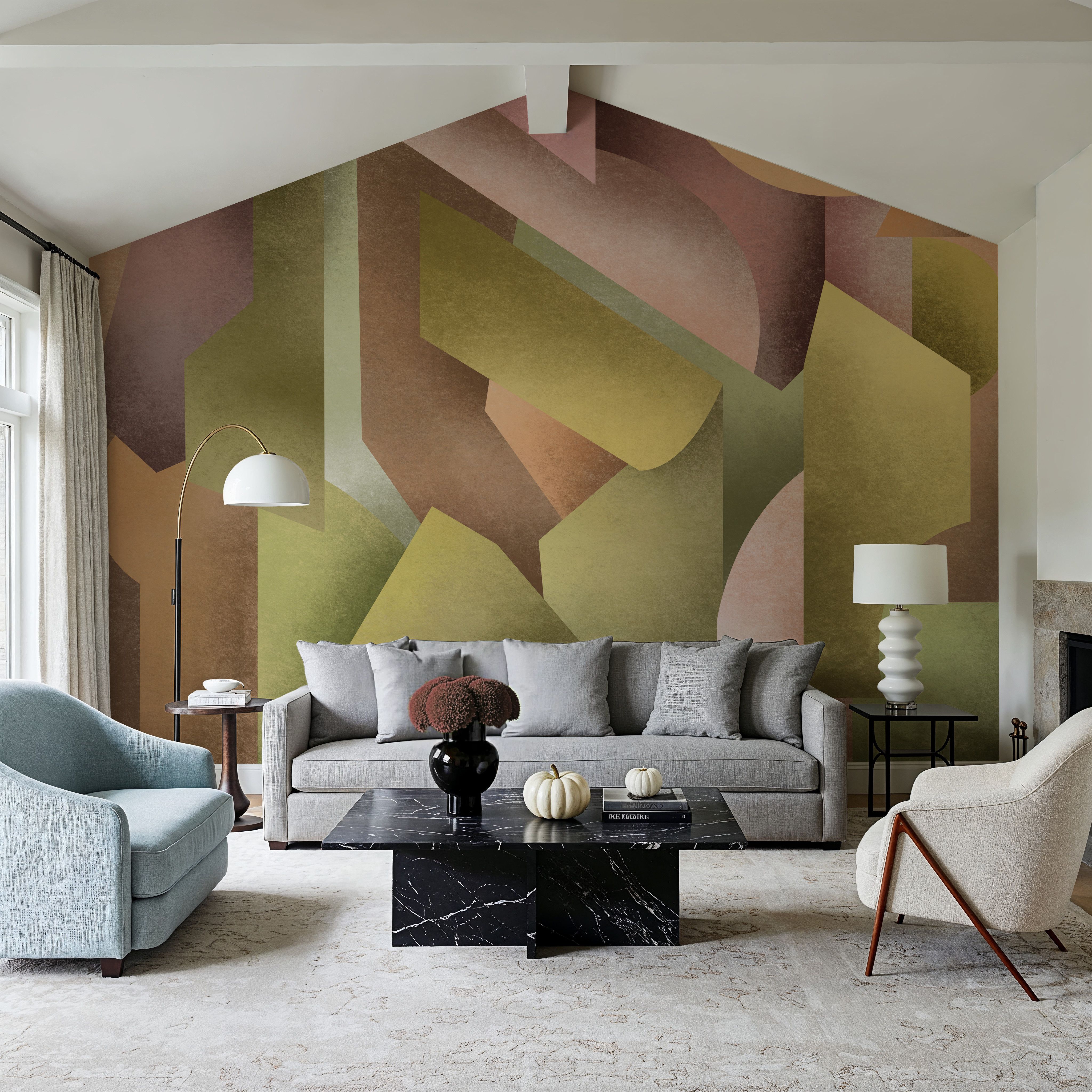 Chalky Geometrica, Spring Green & Rose