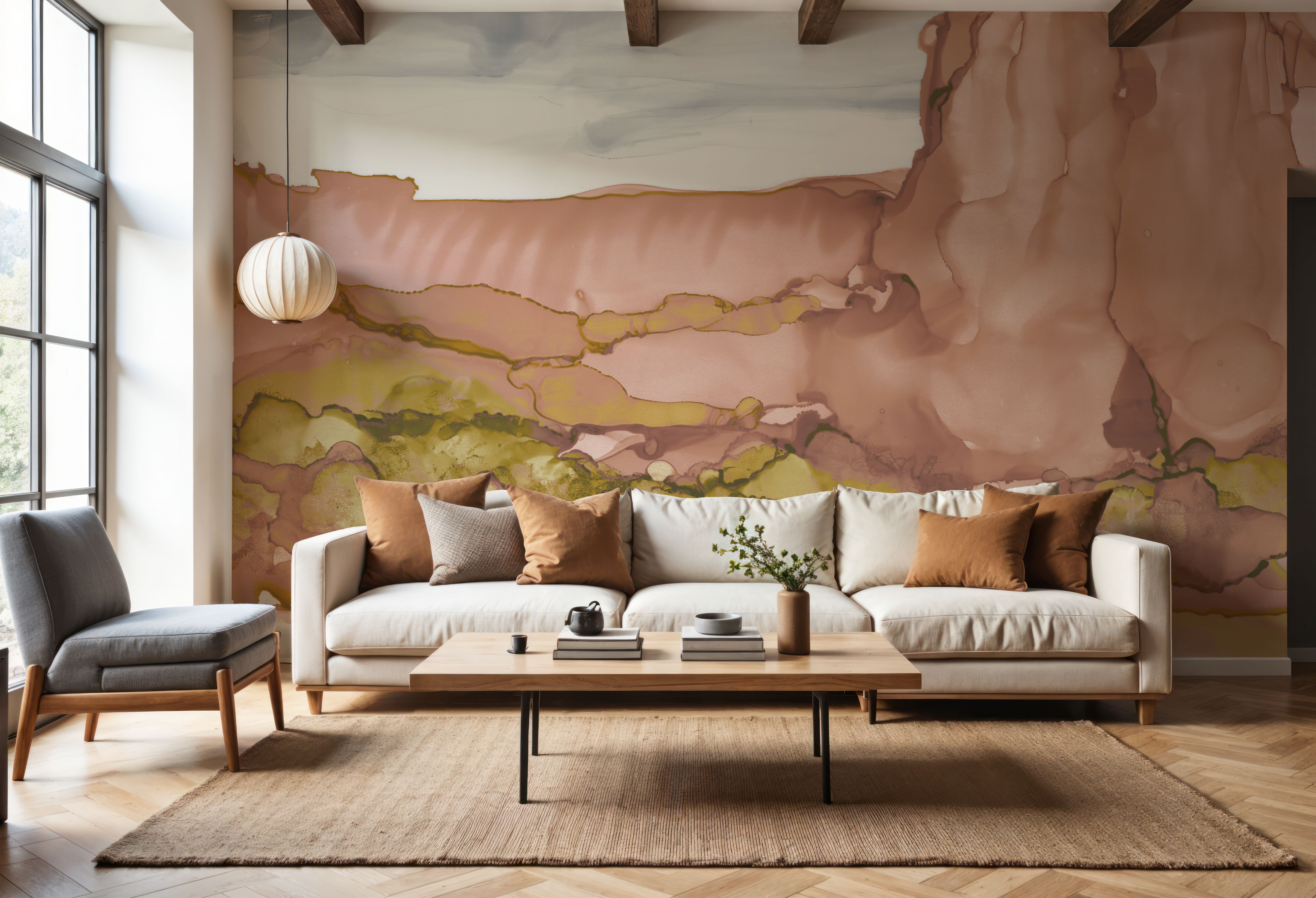 Wall Mural - Honeybloom Desertscape VII - Abstract Landscapes mural wallpaper - Brown - Living room - Wallism US - Premium, Textured or Peel & Stick