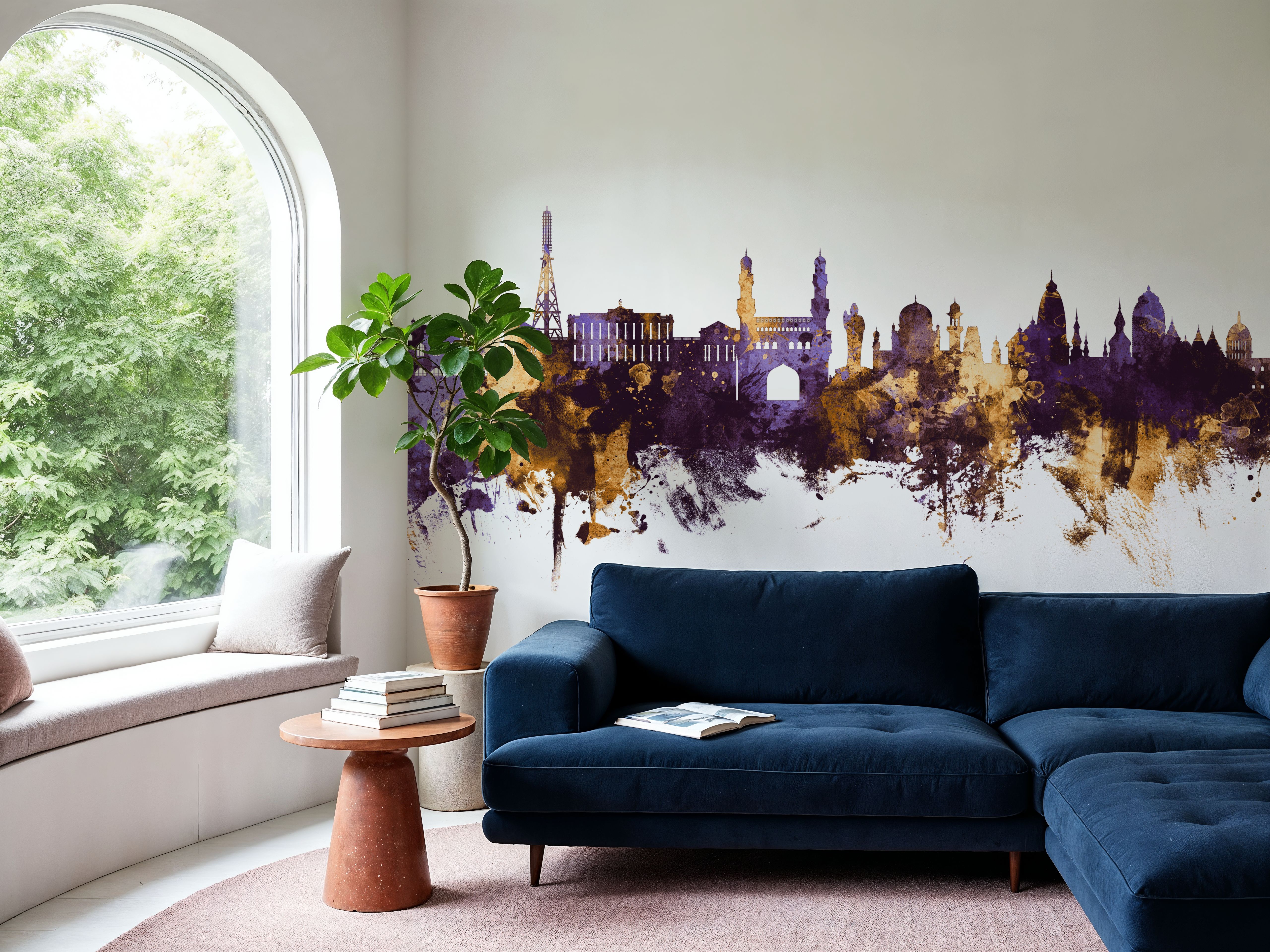 Hyderabad Skyline Purple & Gold