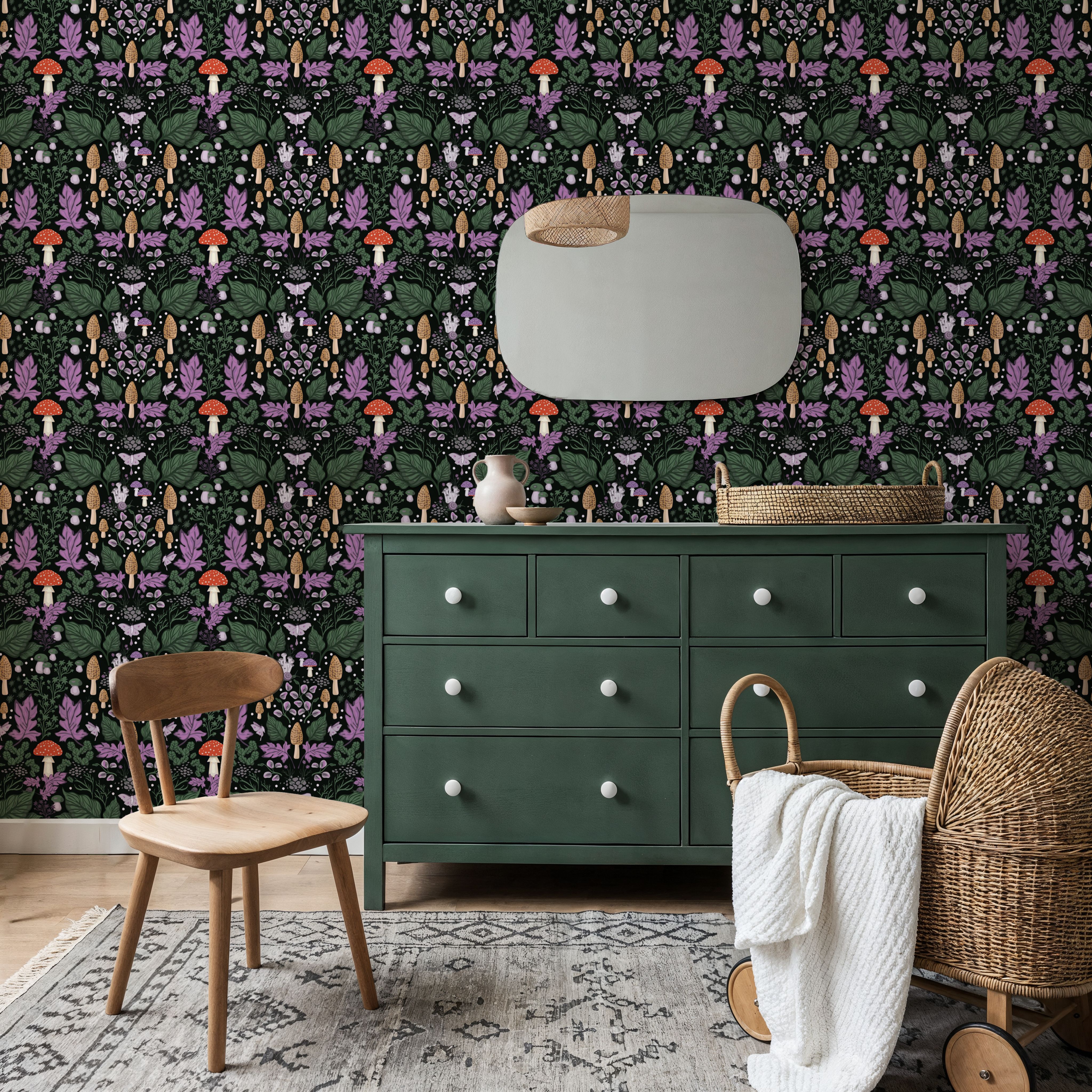 Autumn Forest Illustration, Purple, Papier peint