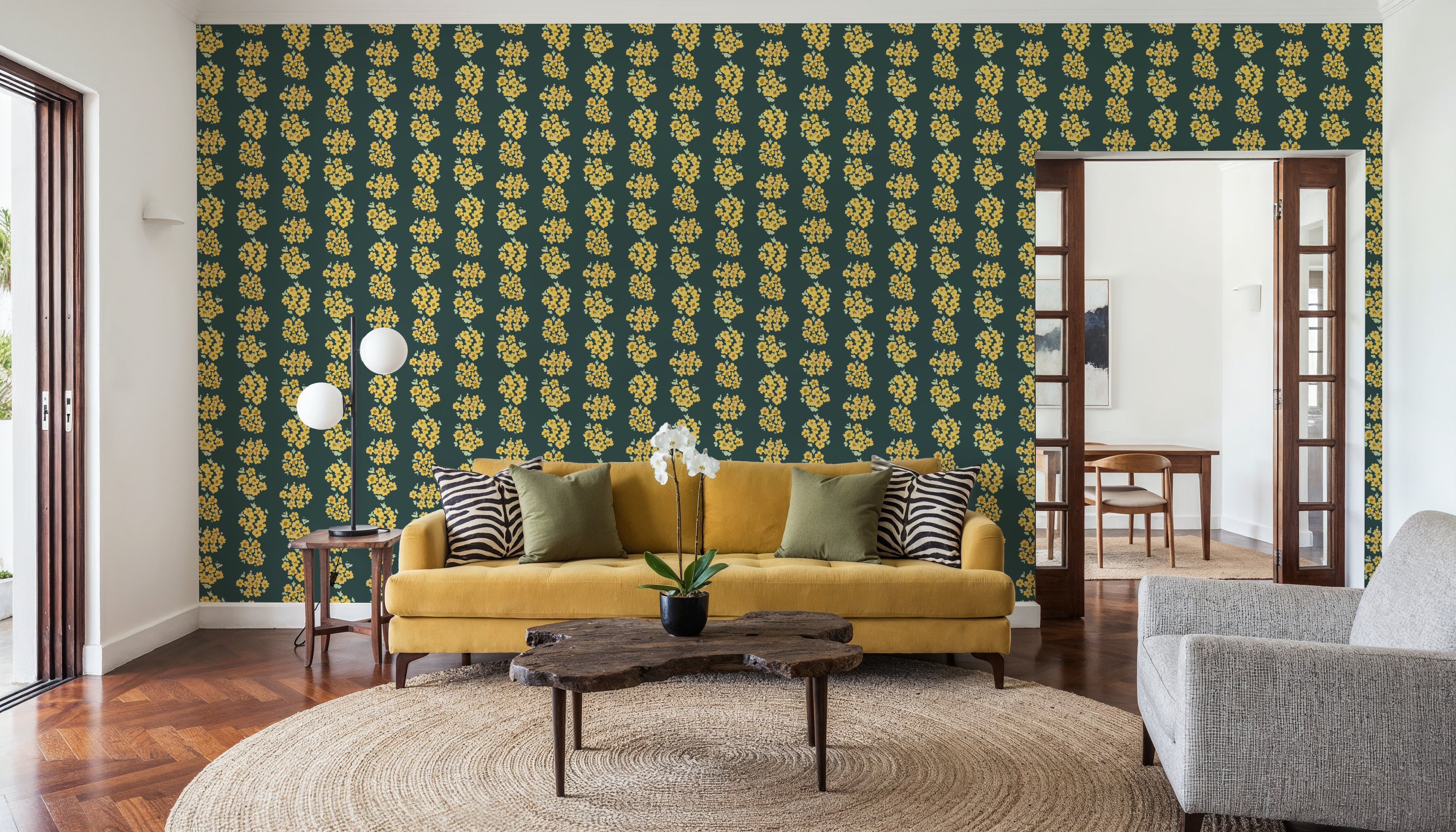 Ditsy Floral Clusters, Dark Teal