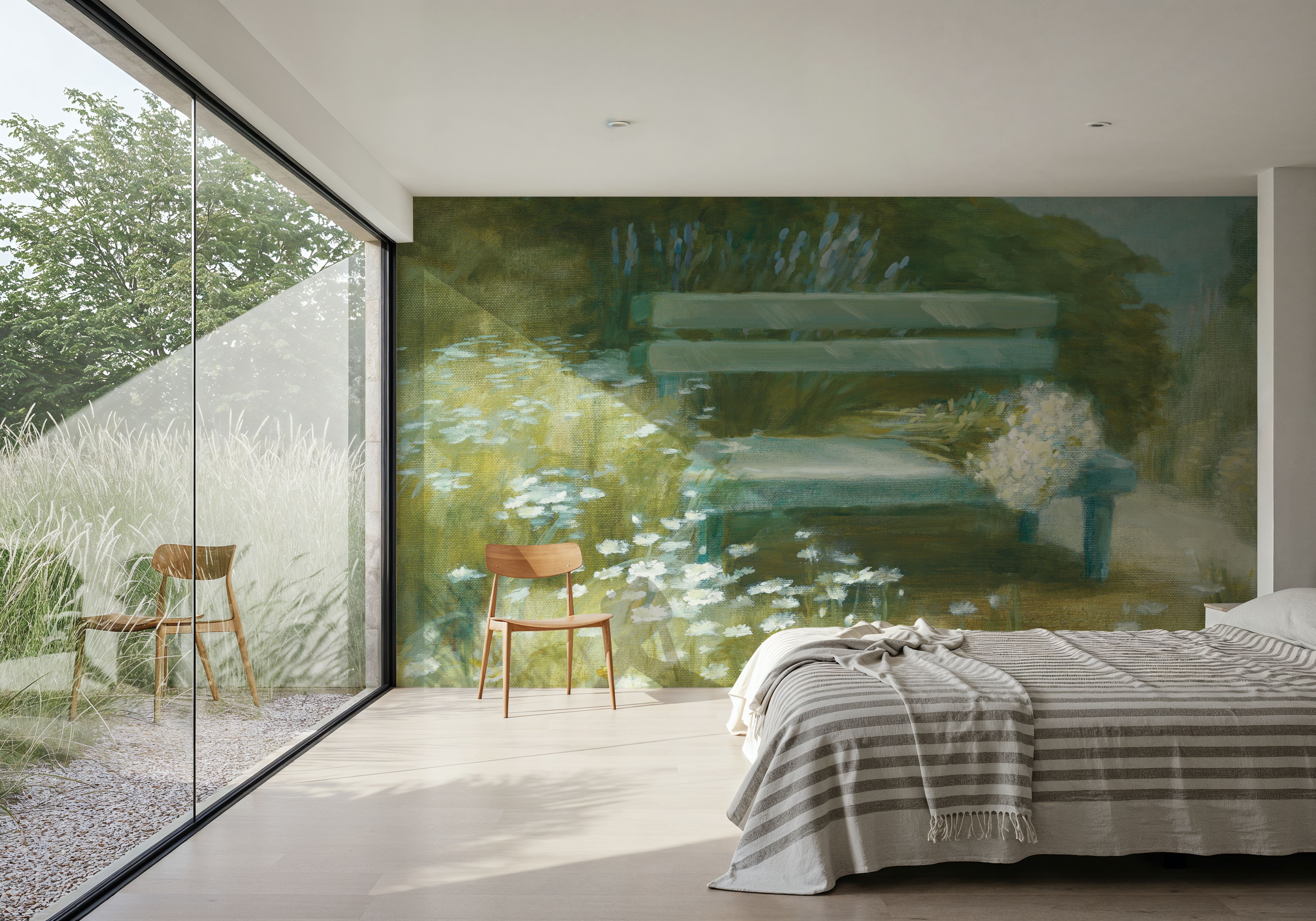 Garden Bench with Daisy Bouquet