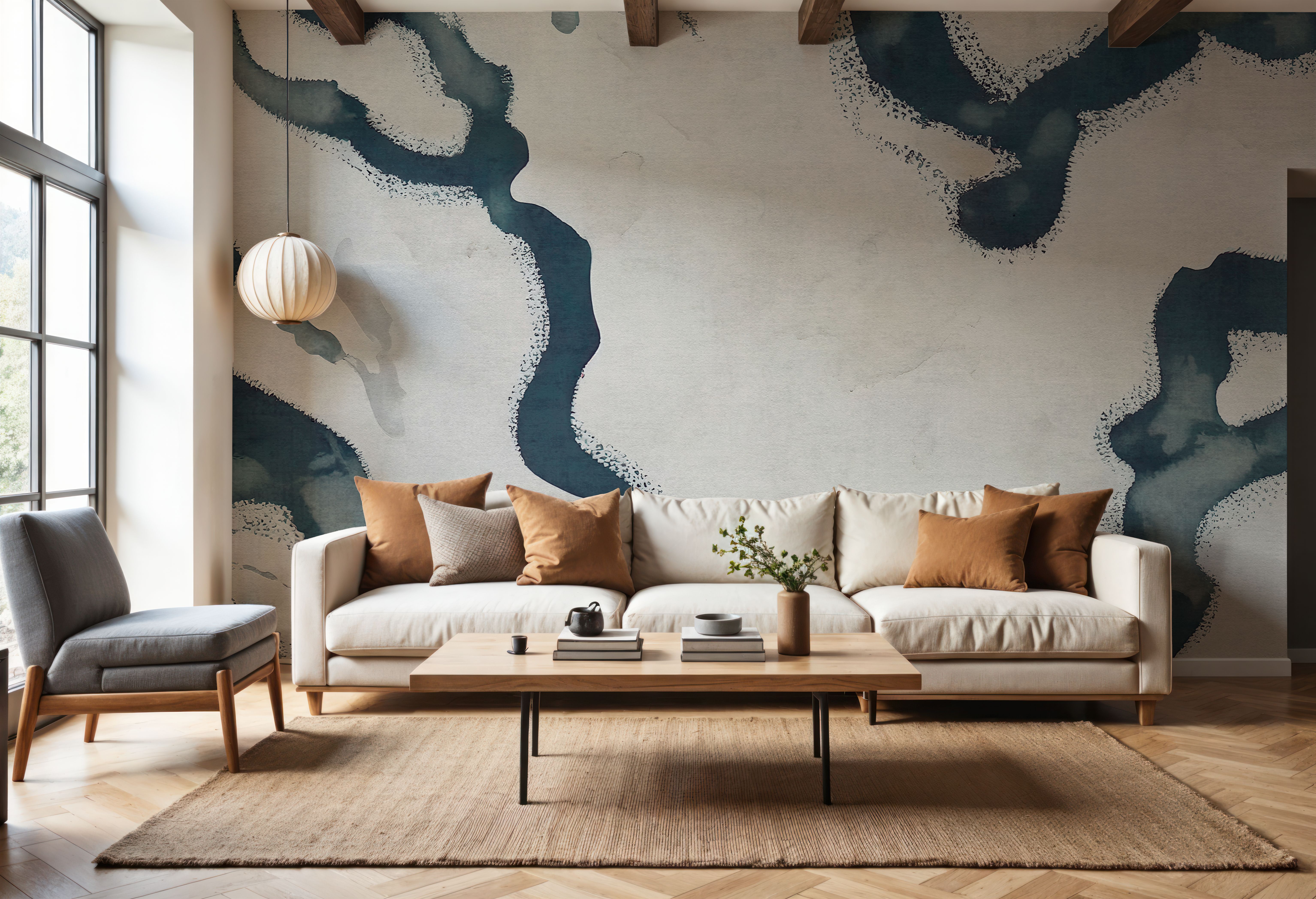 Abstract River Marks, Dark Teal