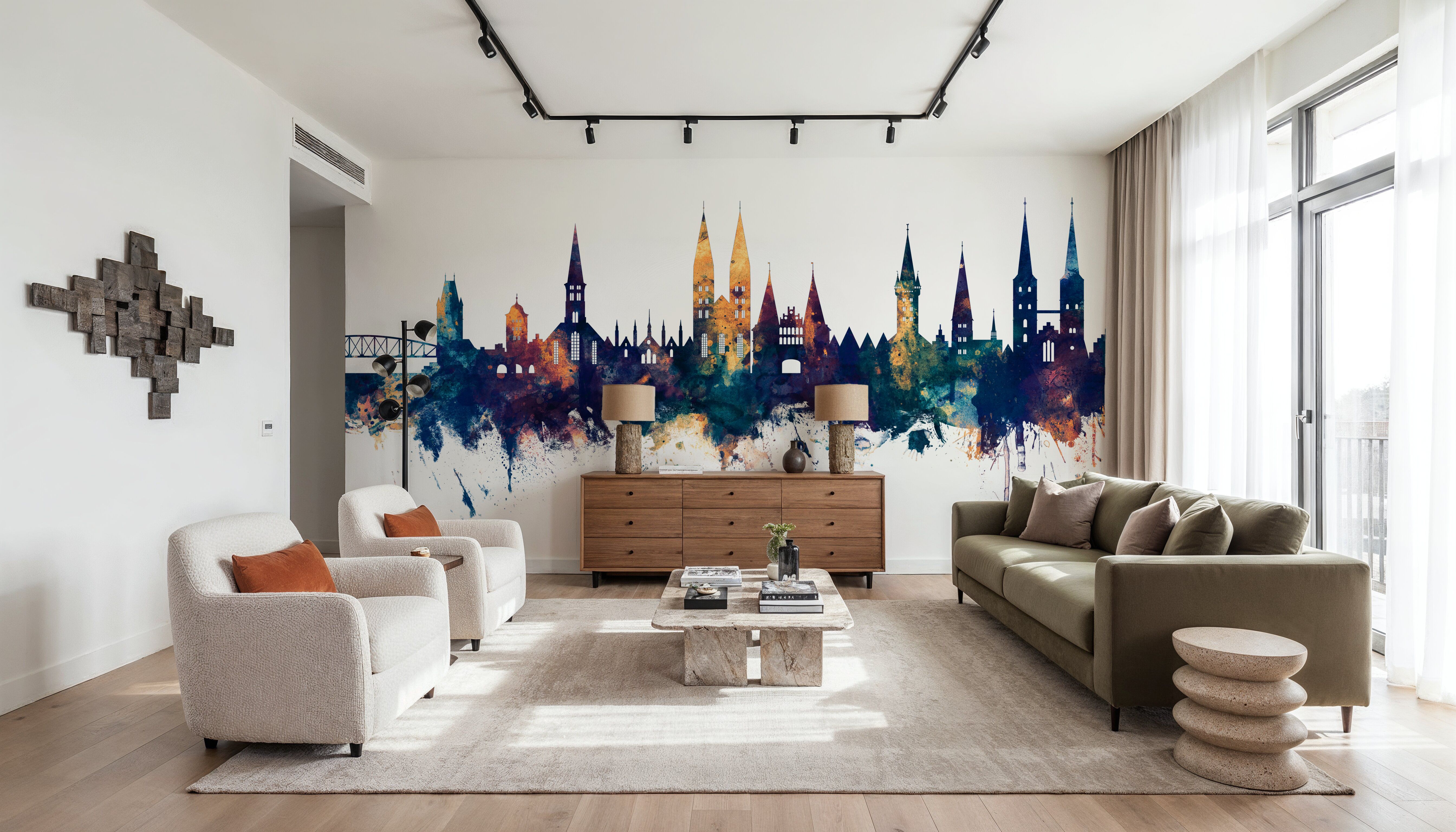 Lubeck Germany Skyline Blue & Bronze