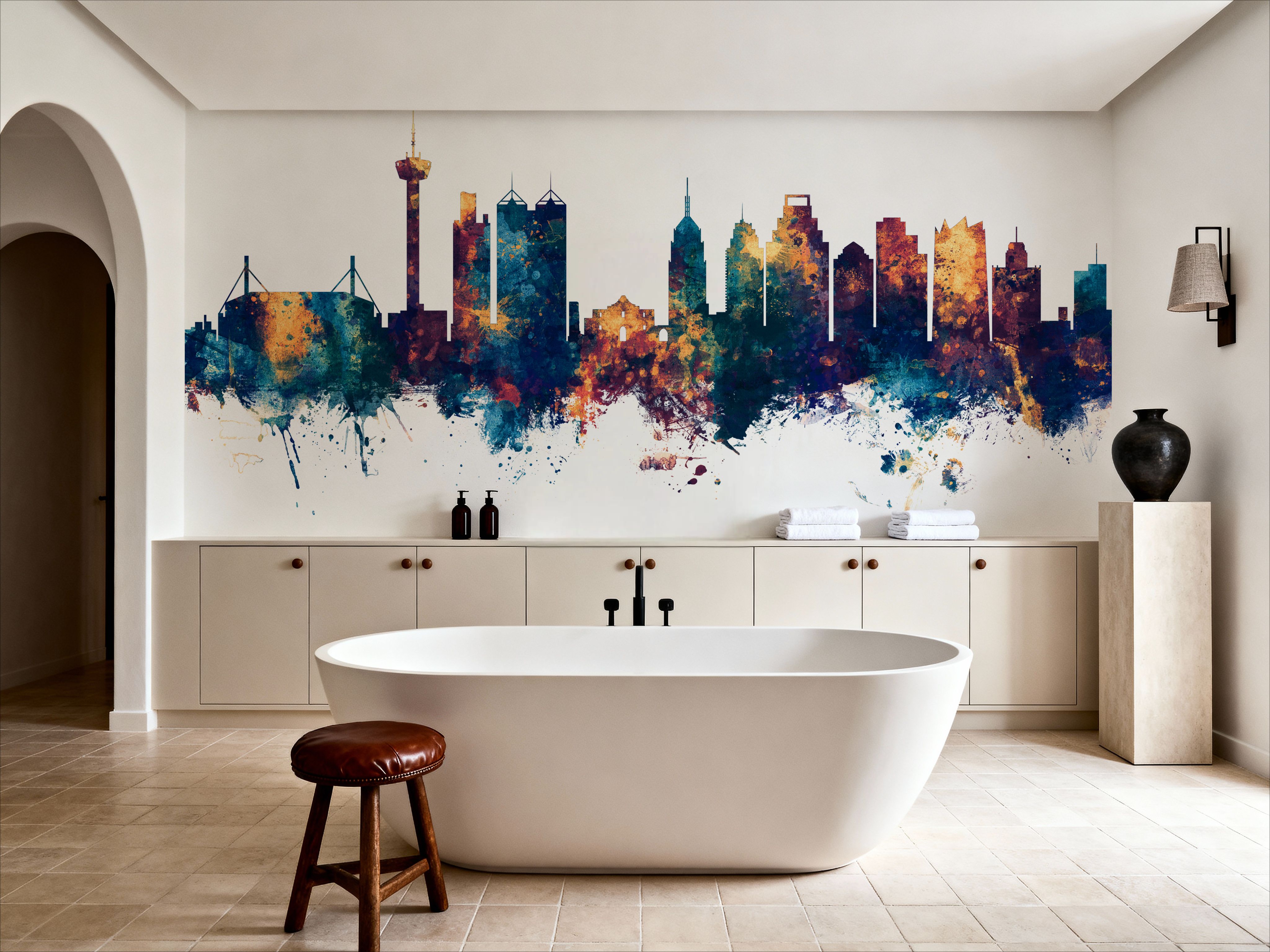 San Antonio Texas Skyline Blue & Bronze