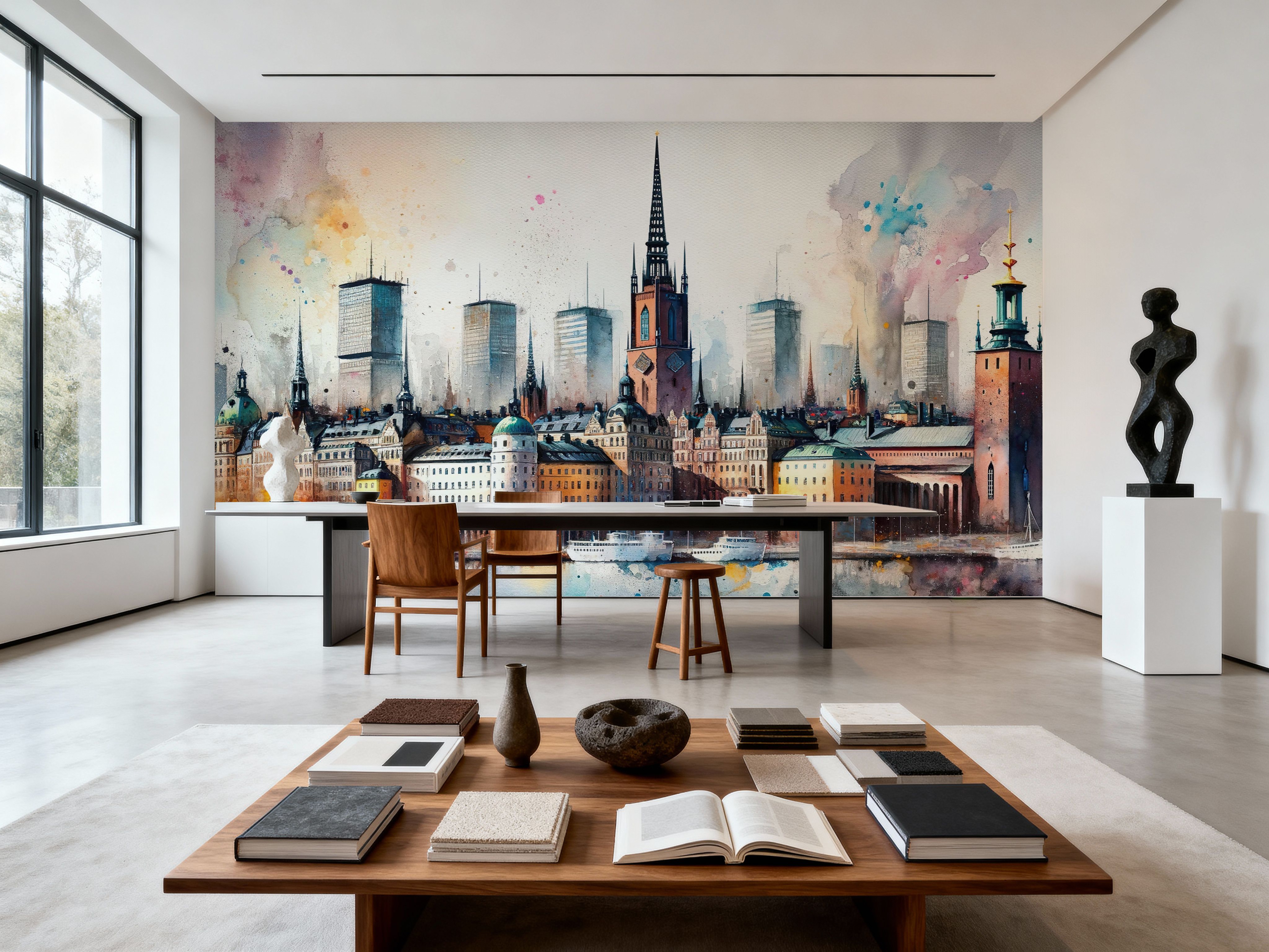Watercolor Stockholm Skyline