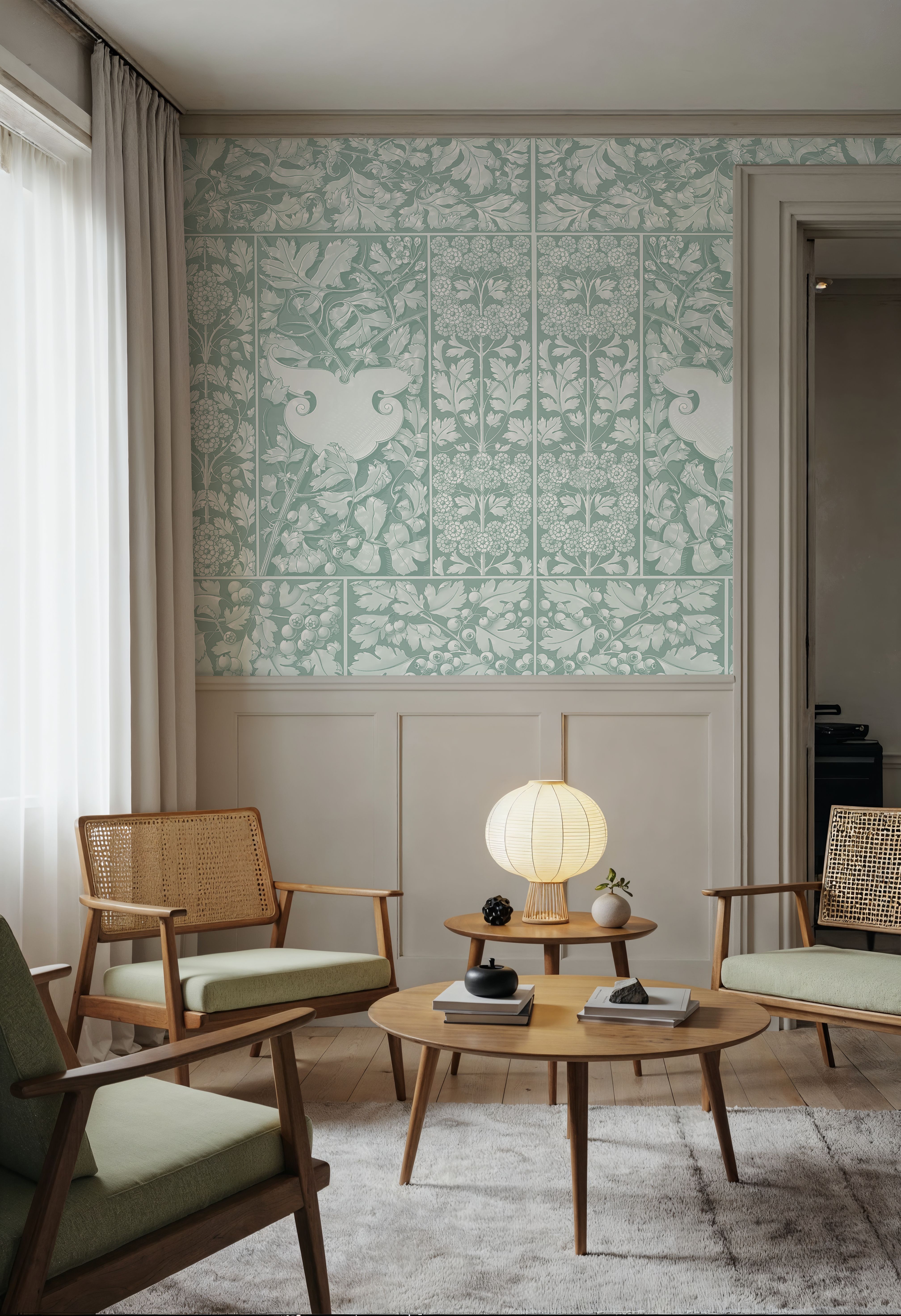 Flowers and Berries Teal