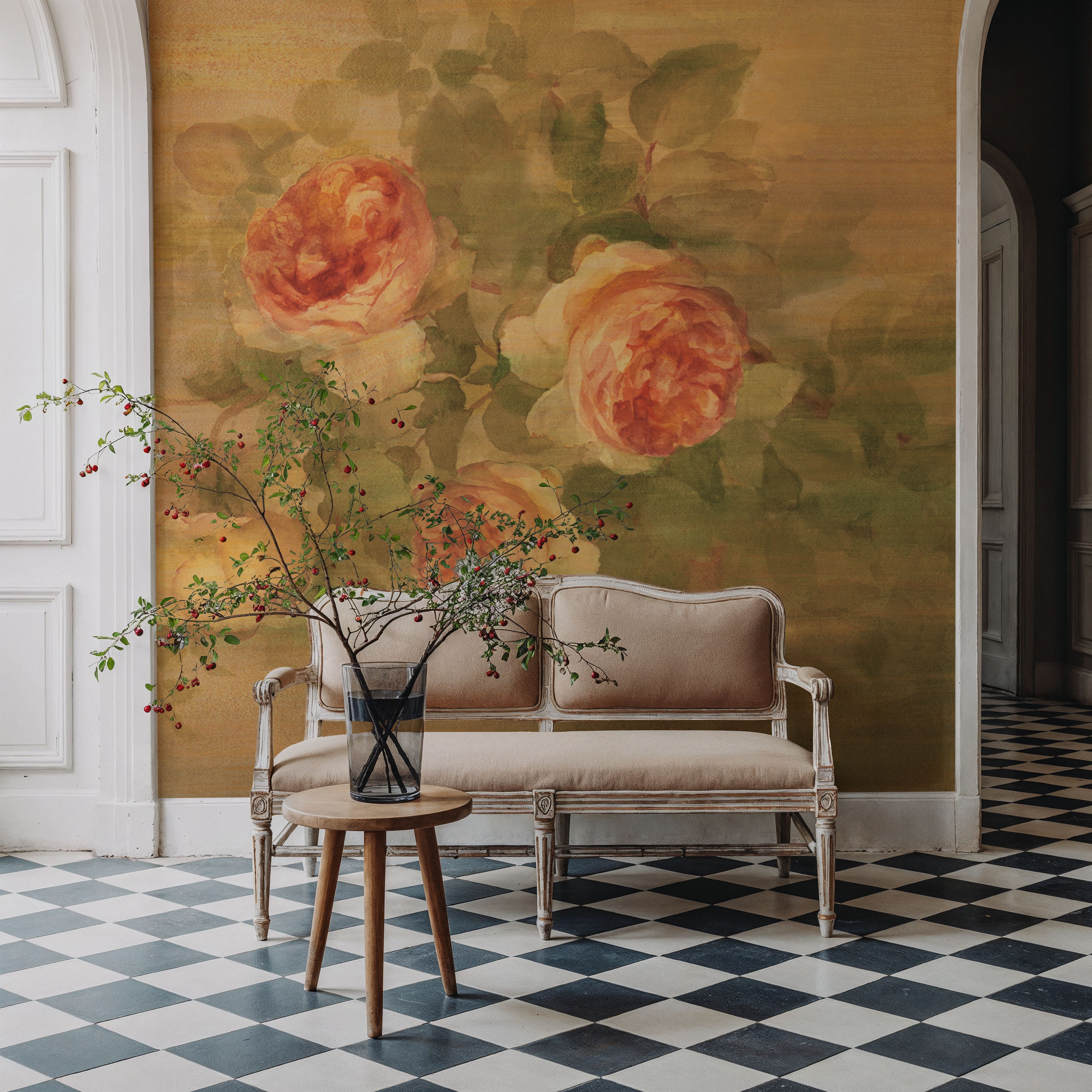 Vintage Roses on Green II