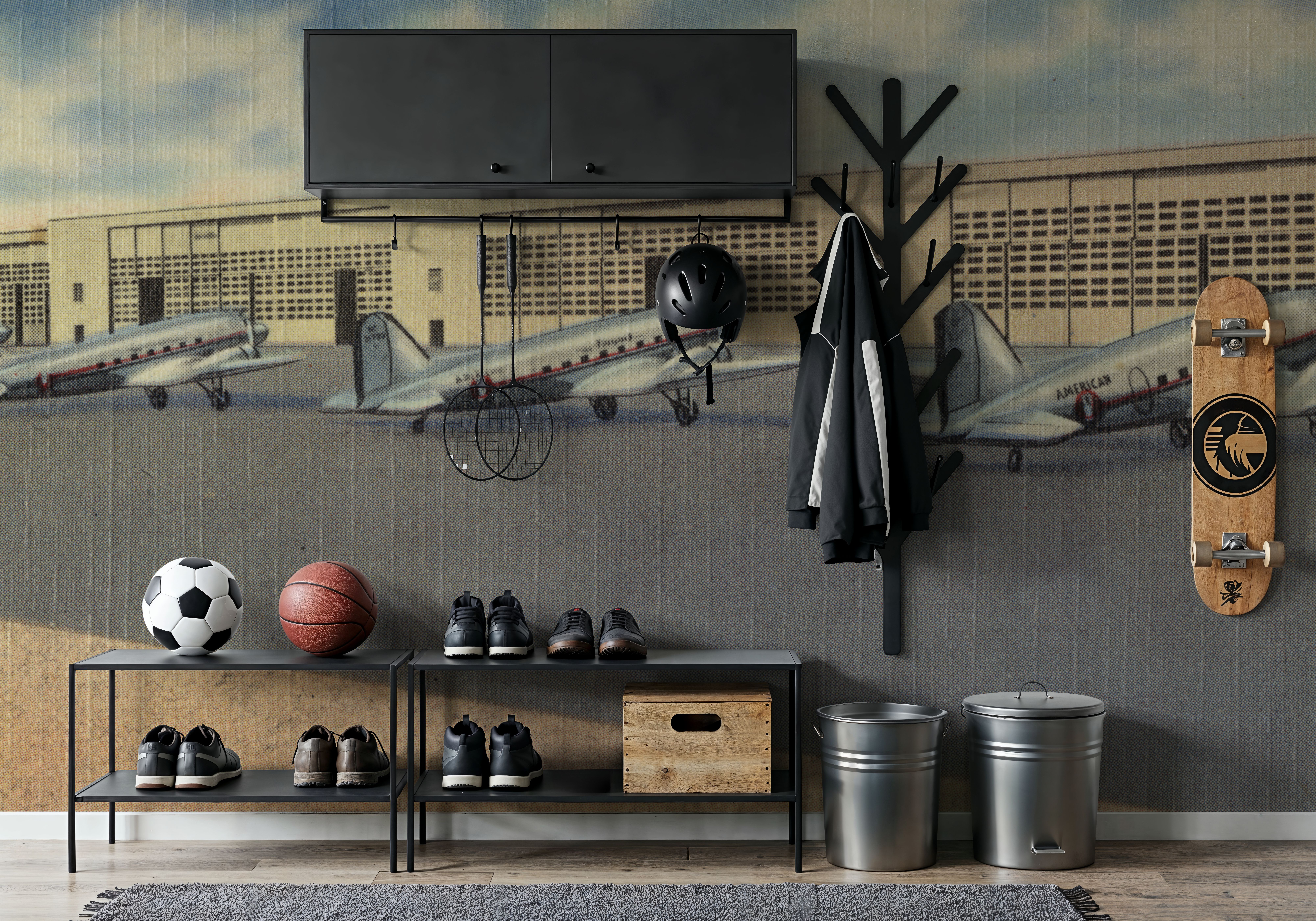 Greetings from American Airport - Screenprint Postcard, Carte da parati