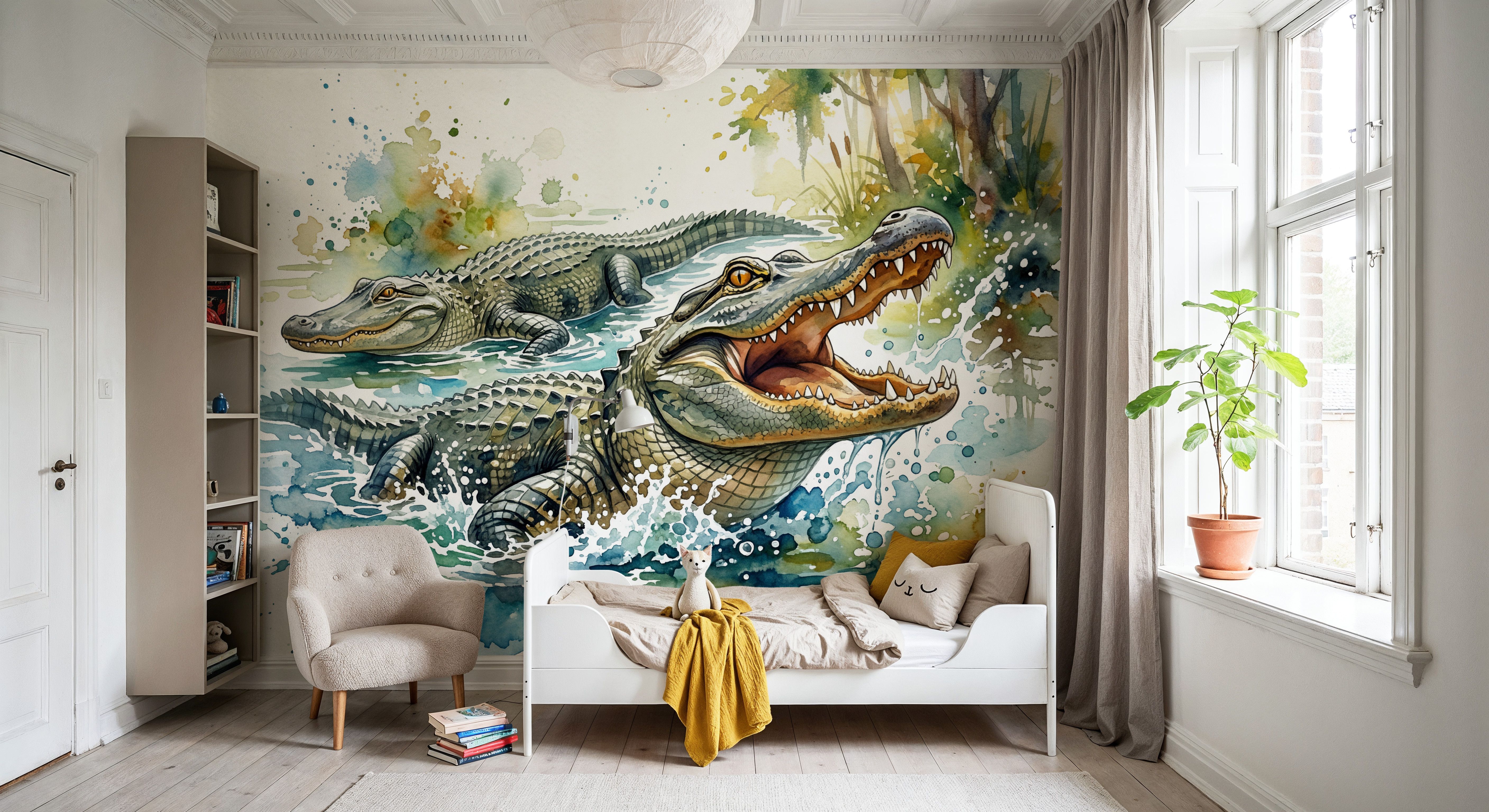 Alligators - Watercolor Predators Series, Wallpaper