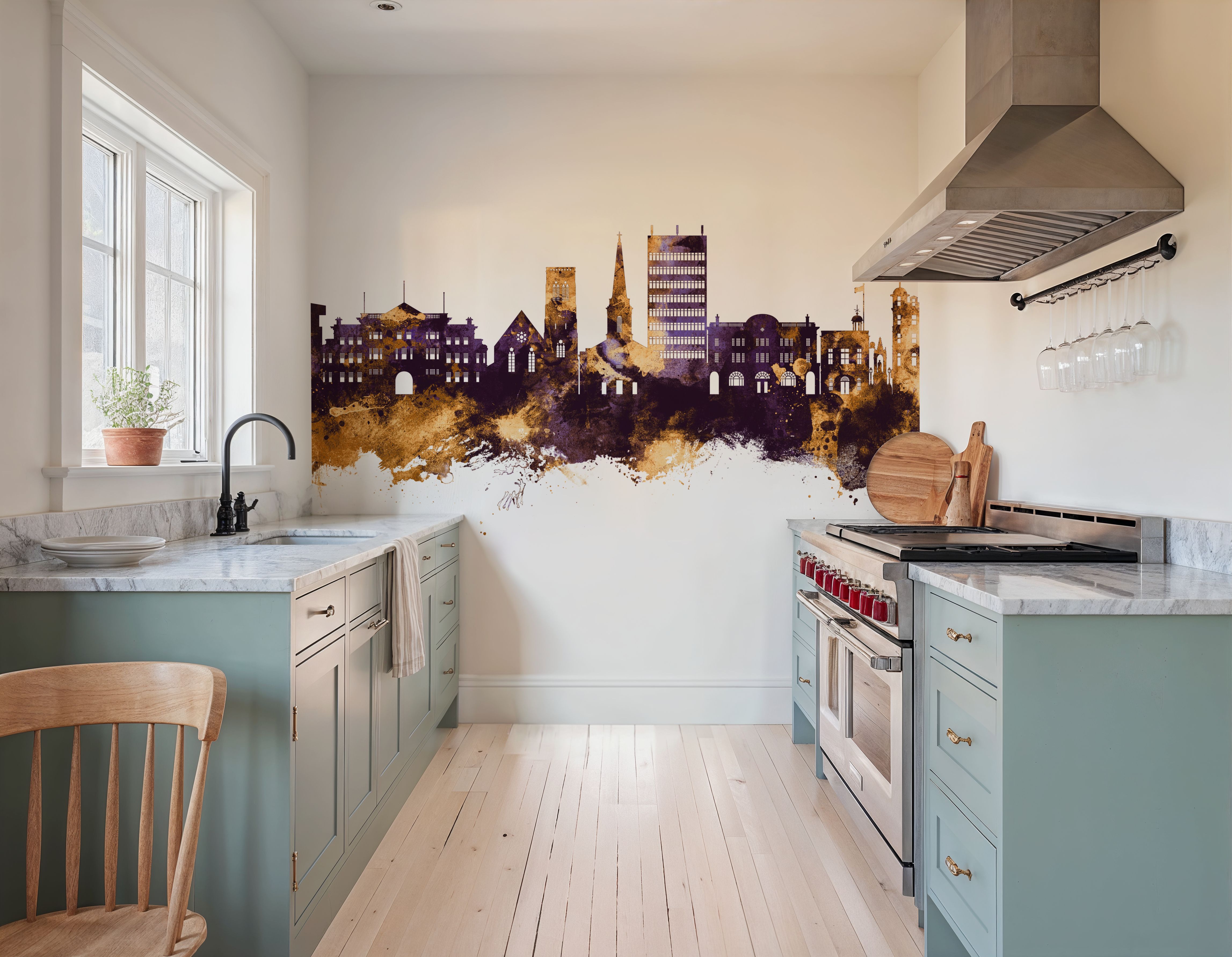 Maidstone England Skyline Purple & Gold