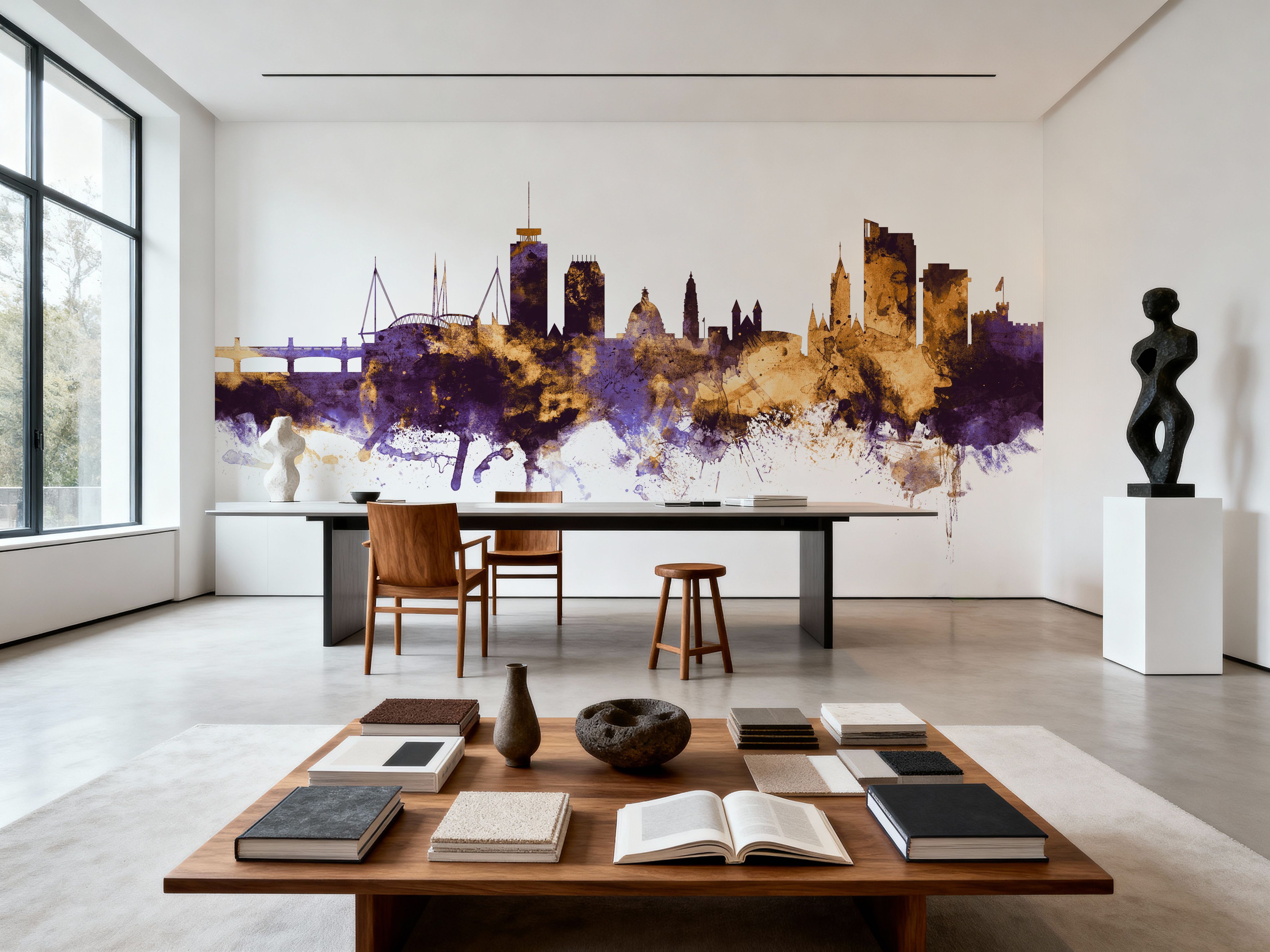 Cardiff Wales Skyline Purple & Gold