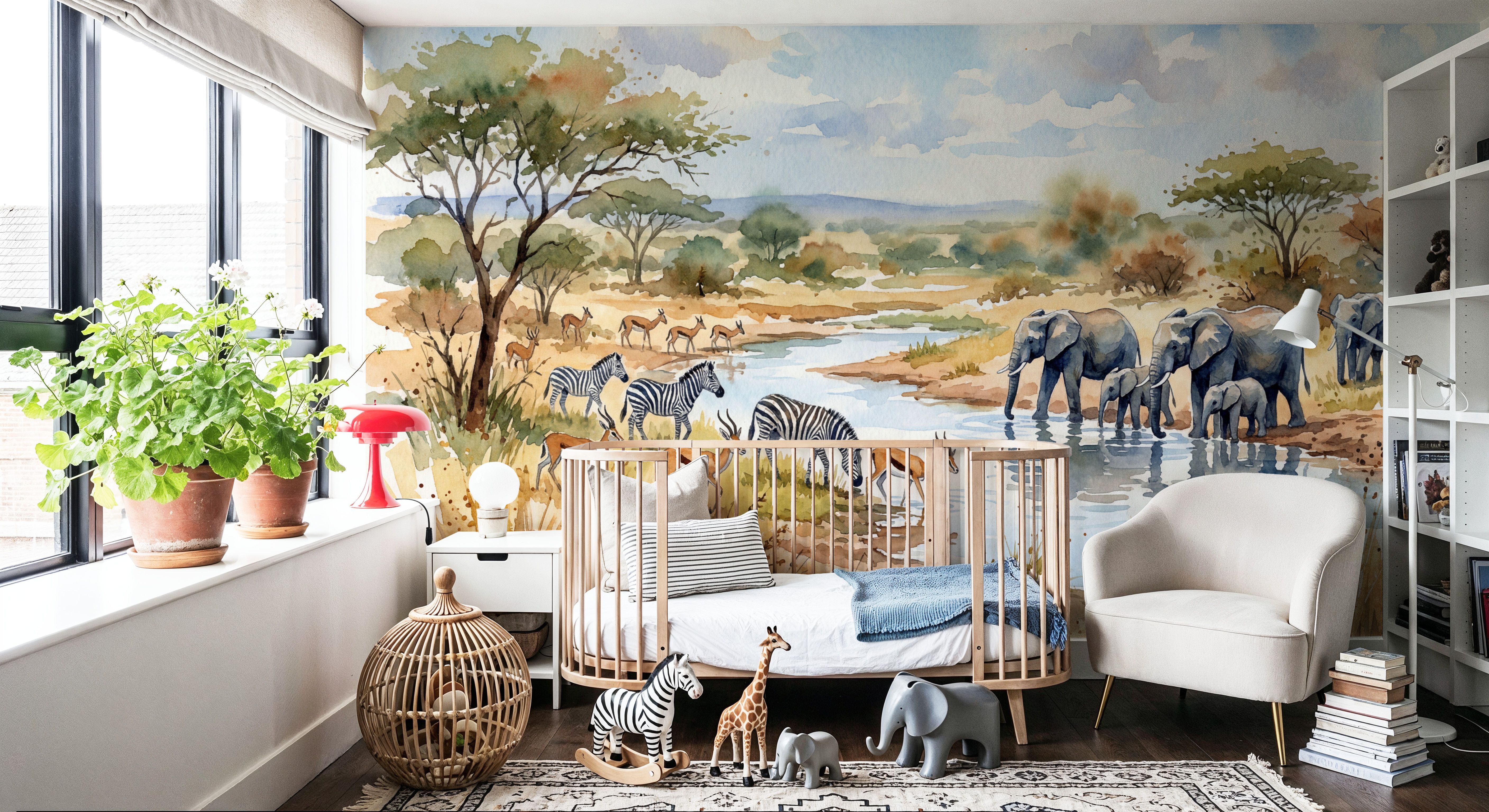 Savannah Water Hole - Watercolor Landscapes Series