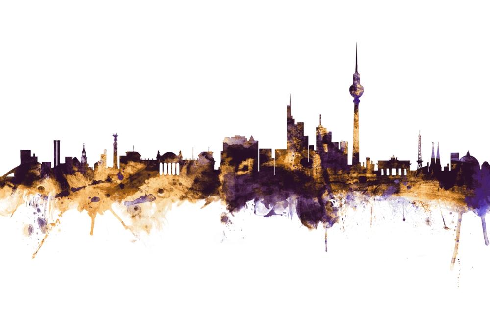 Berlin Skyline Purple & Gold