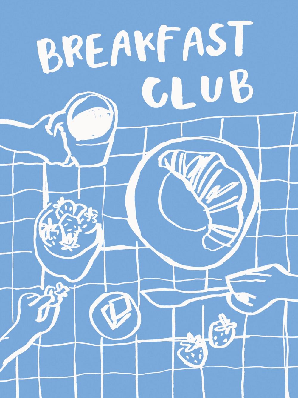 Breakfast Doodles III Blue