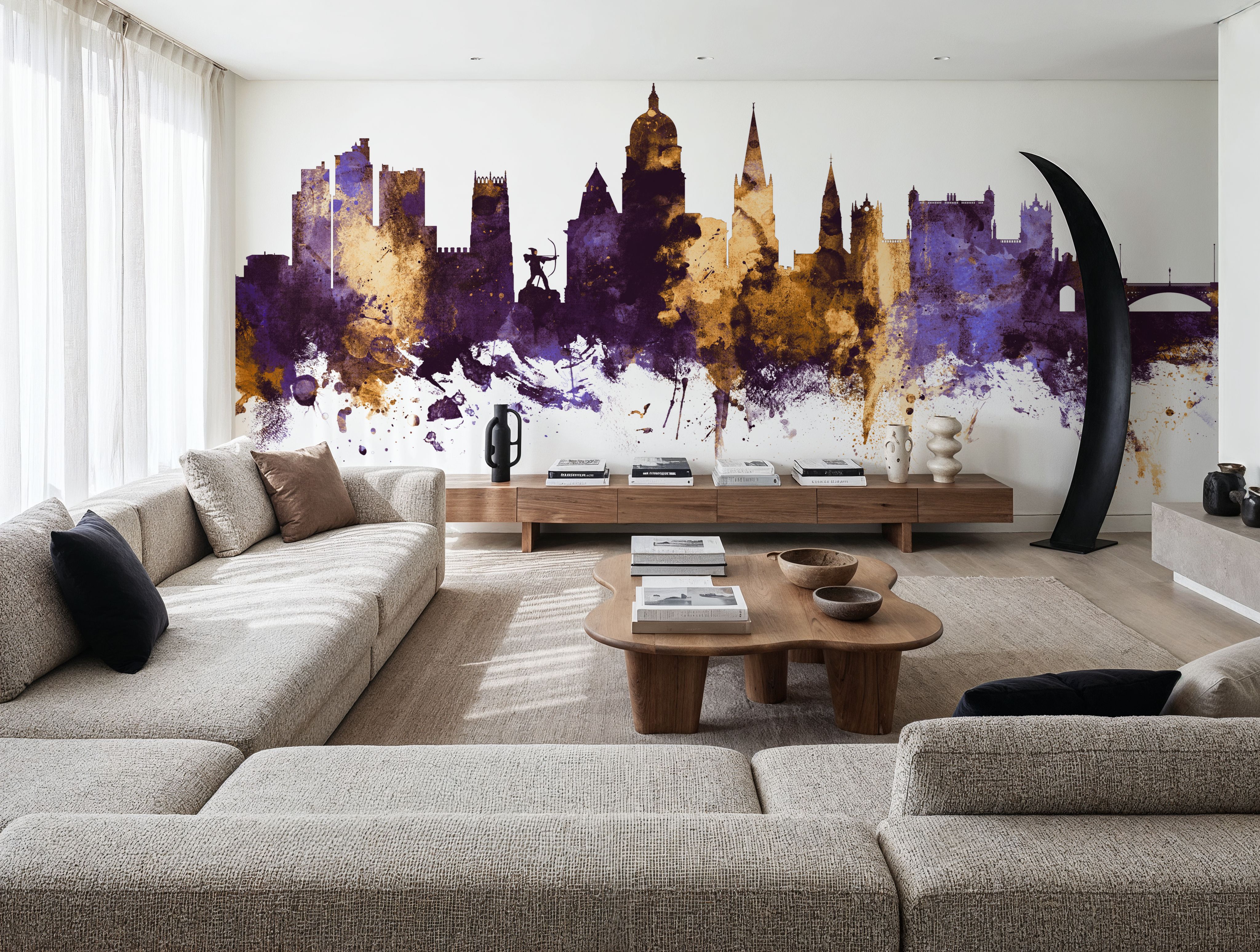 Nottingham England Skyline Purple & Gold