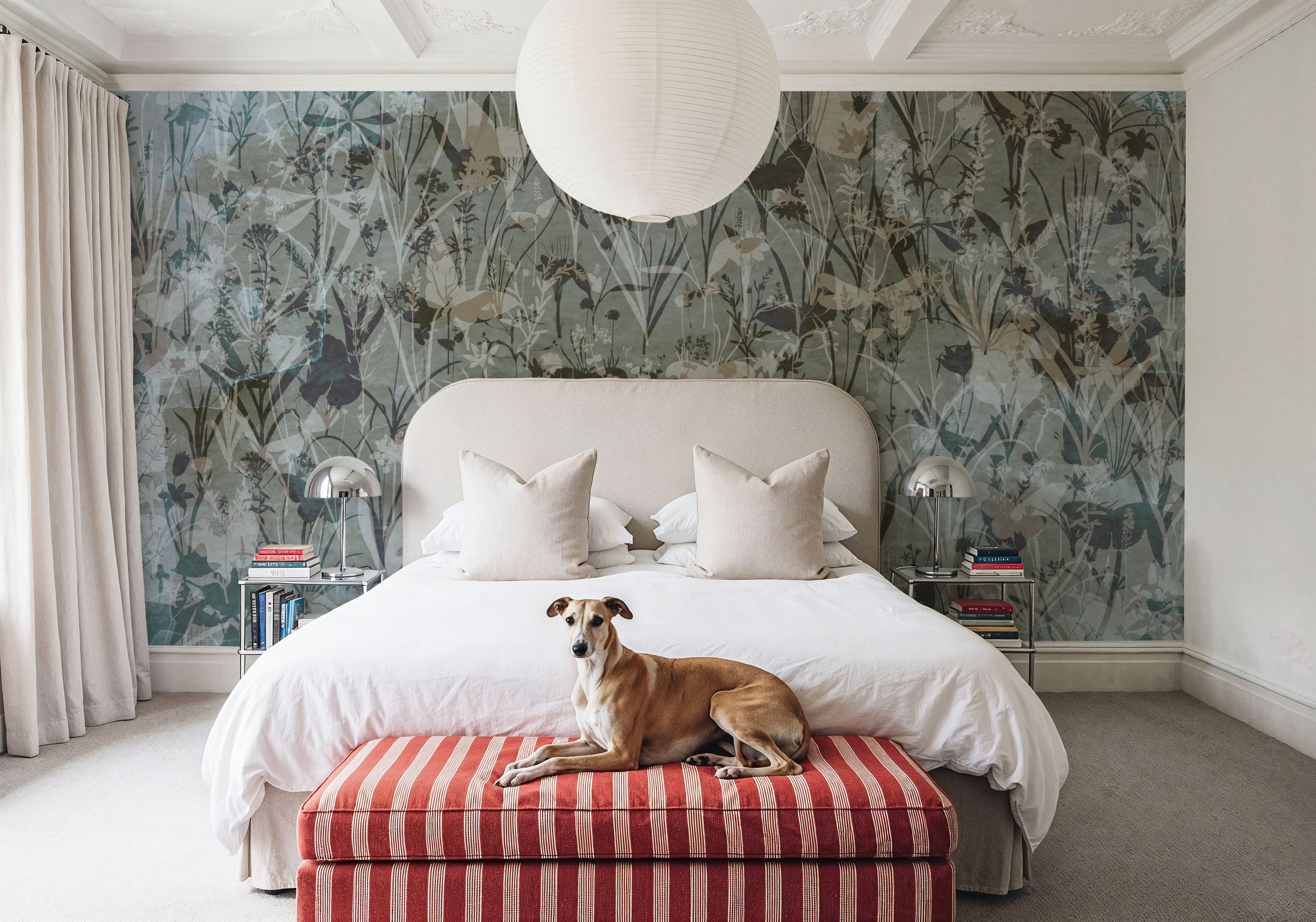 Herbals and Butterflies Double Silhouette Dark Green