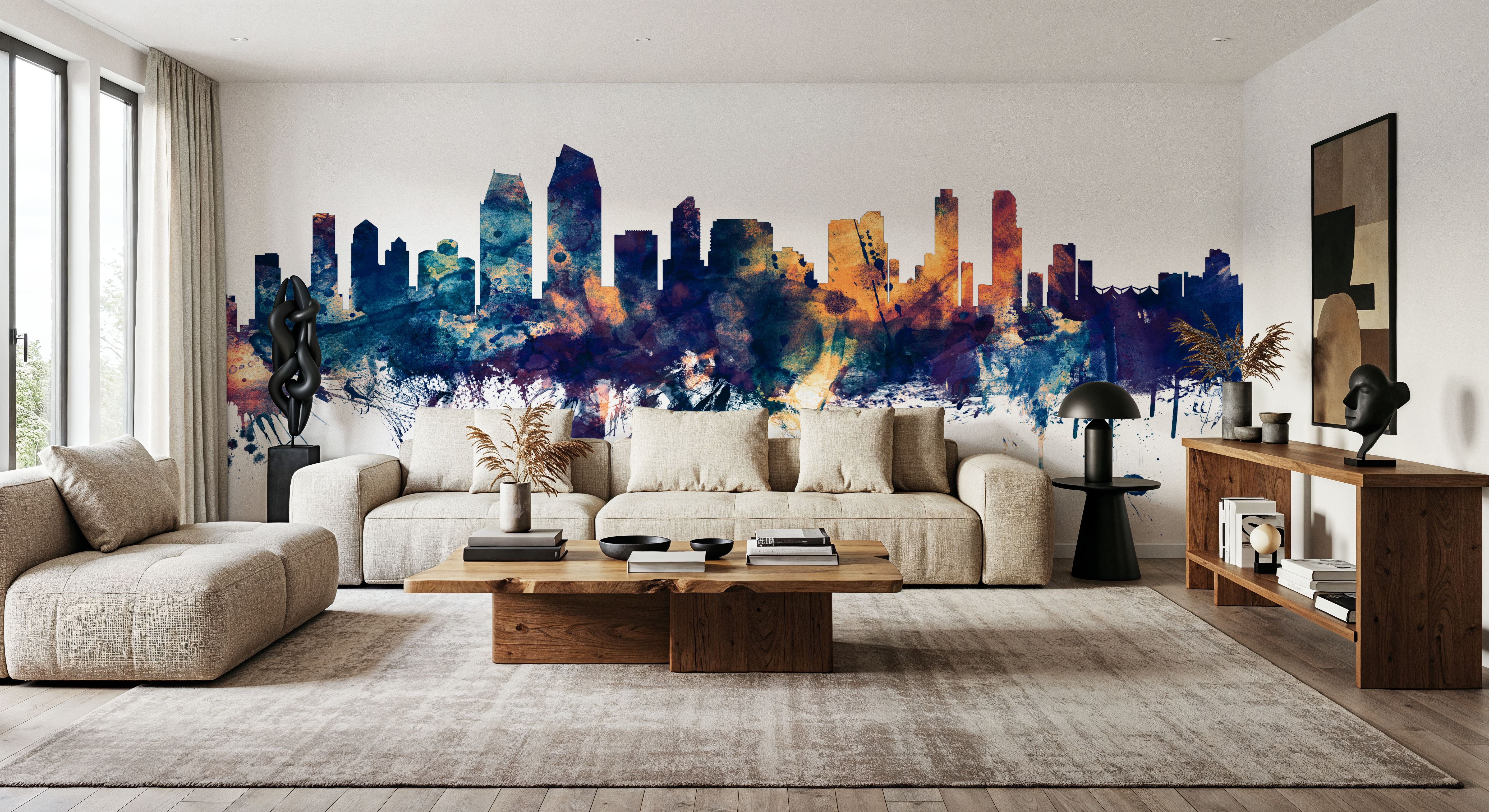 San Diego California Skyline Blue & Bronze