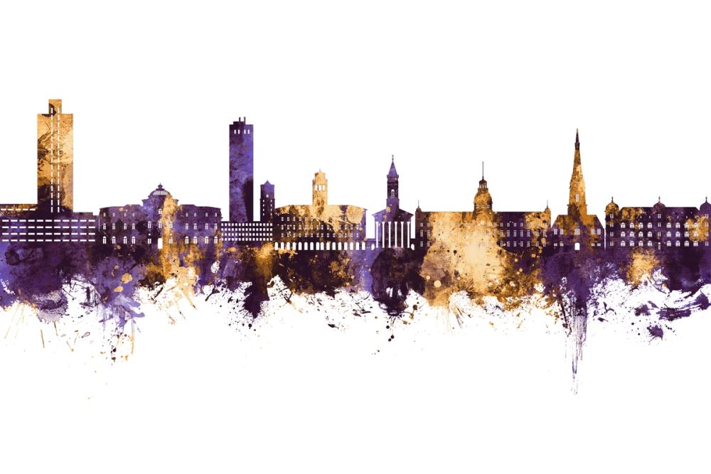 Karlsruhe Germany Skyline Purple & Gold