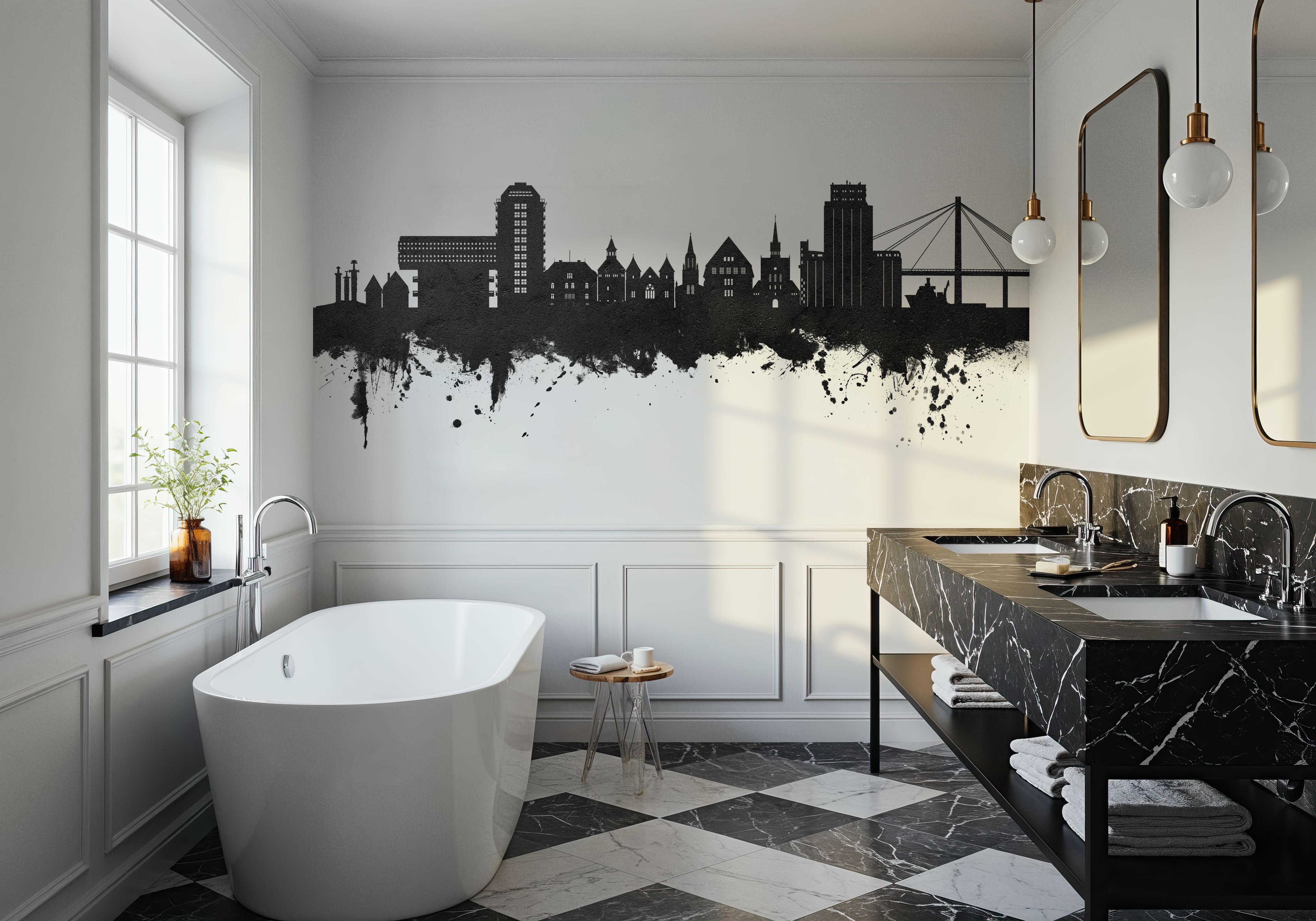 Stavanger Norway Skyline Black & White