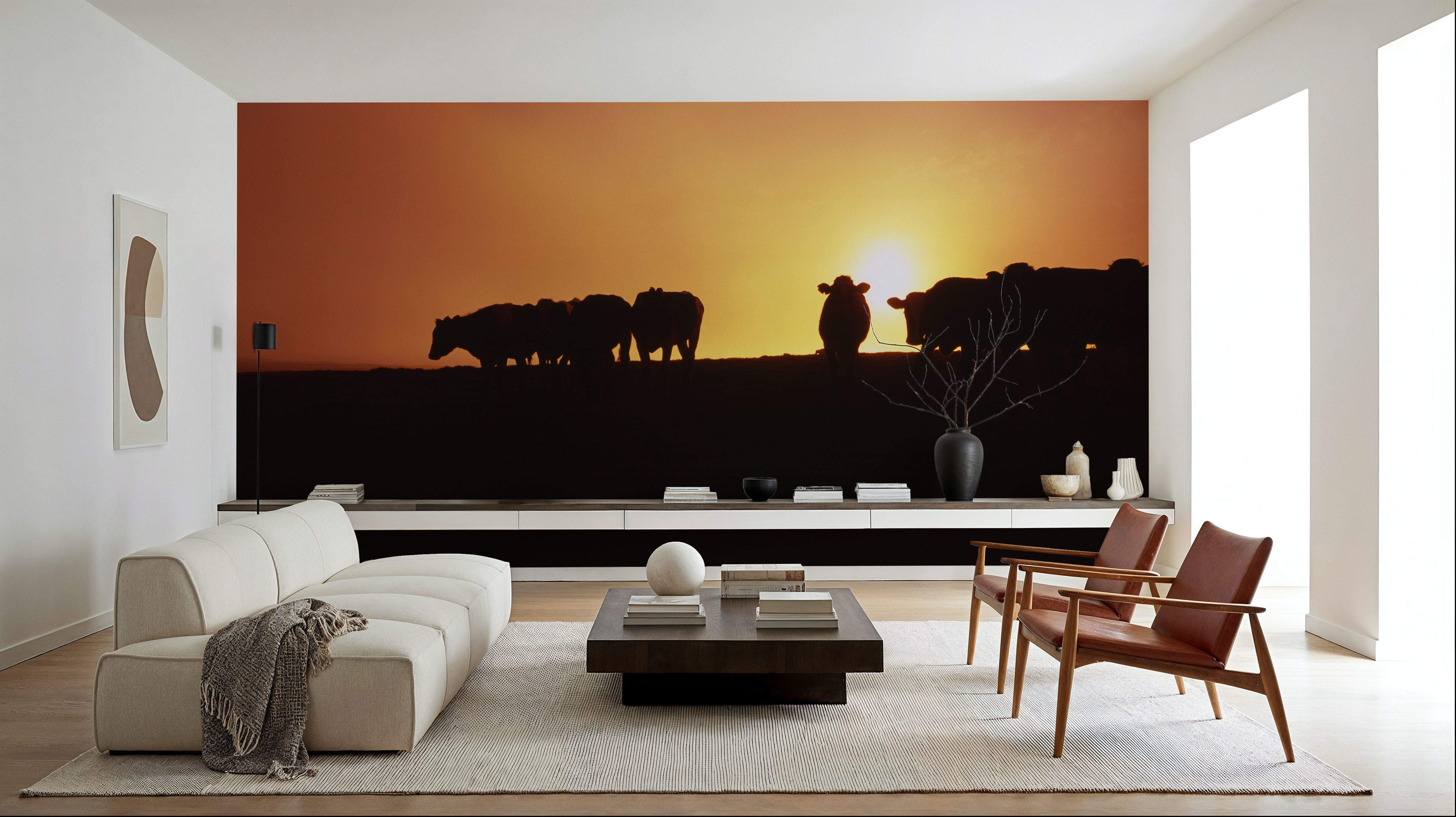 Hillside Cattle Sunset, Wallpaper