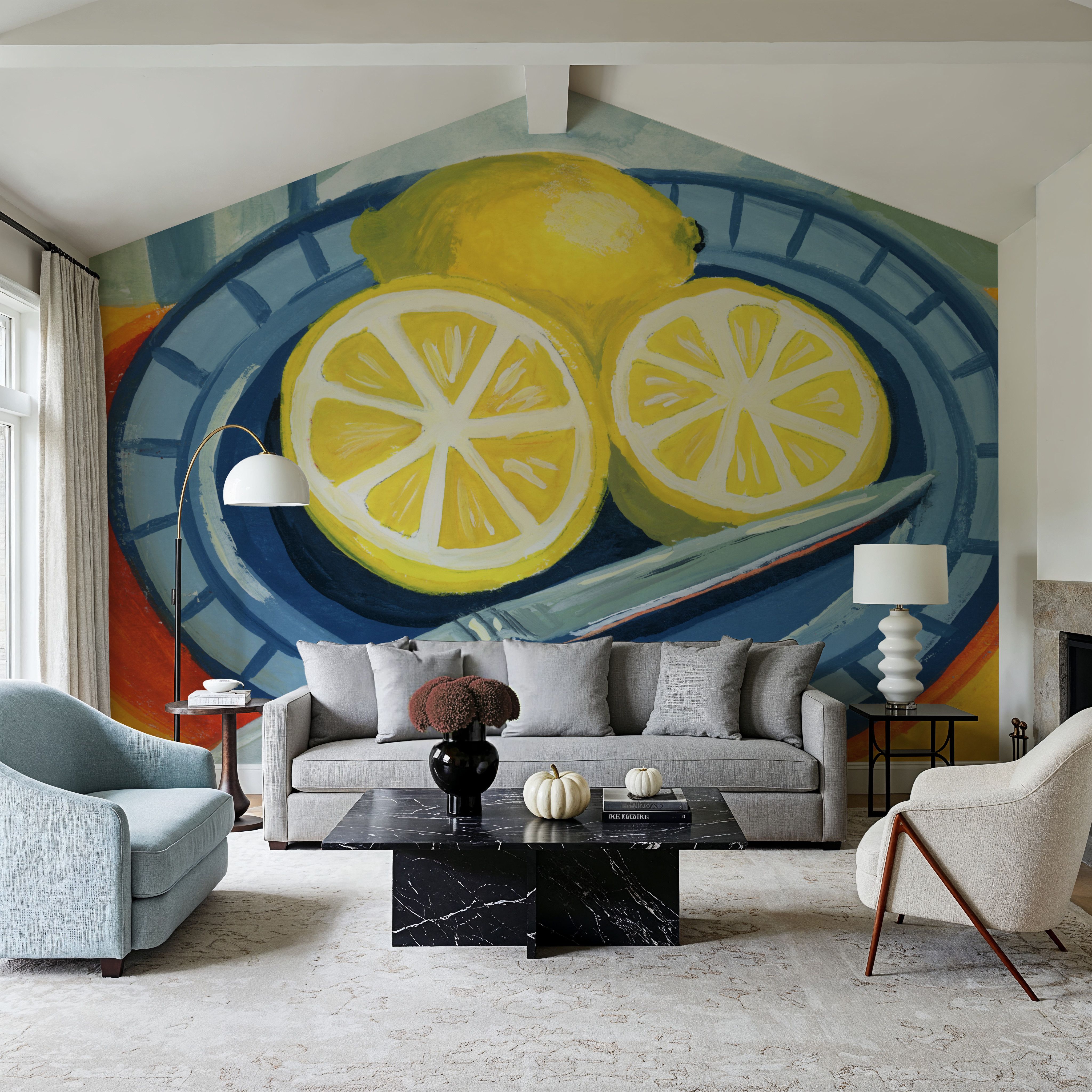 Sliced Lemons on Plates