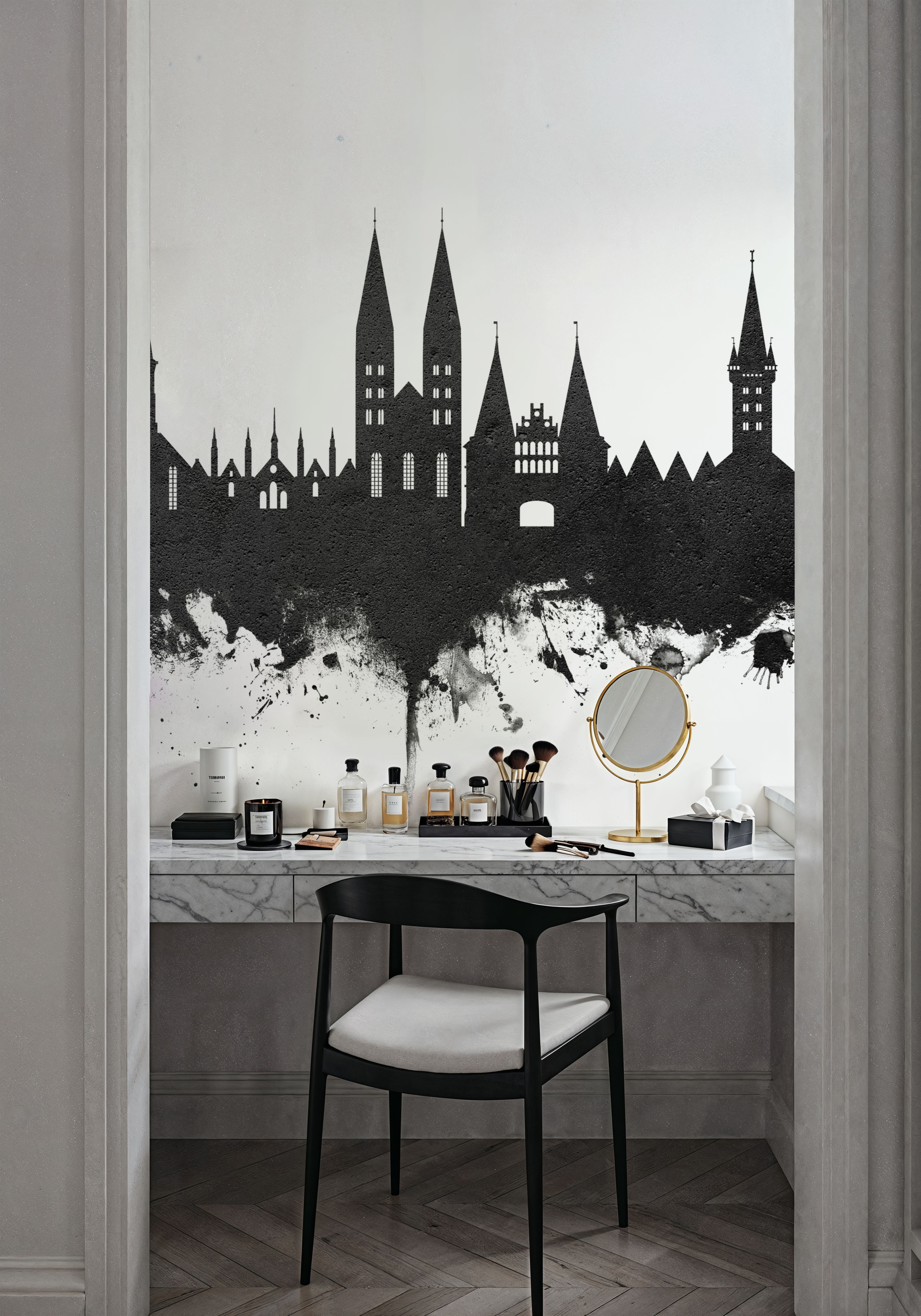 Lubeck Germany Skyline Black & White