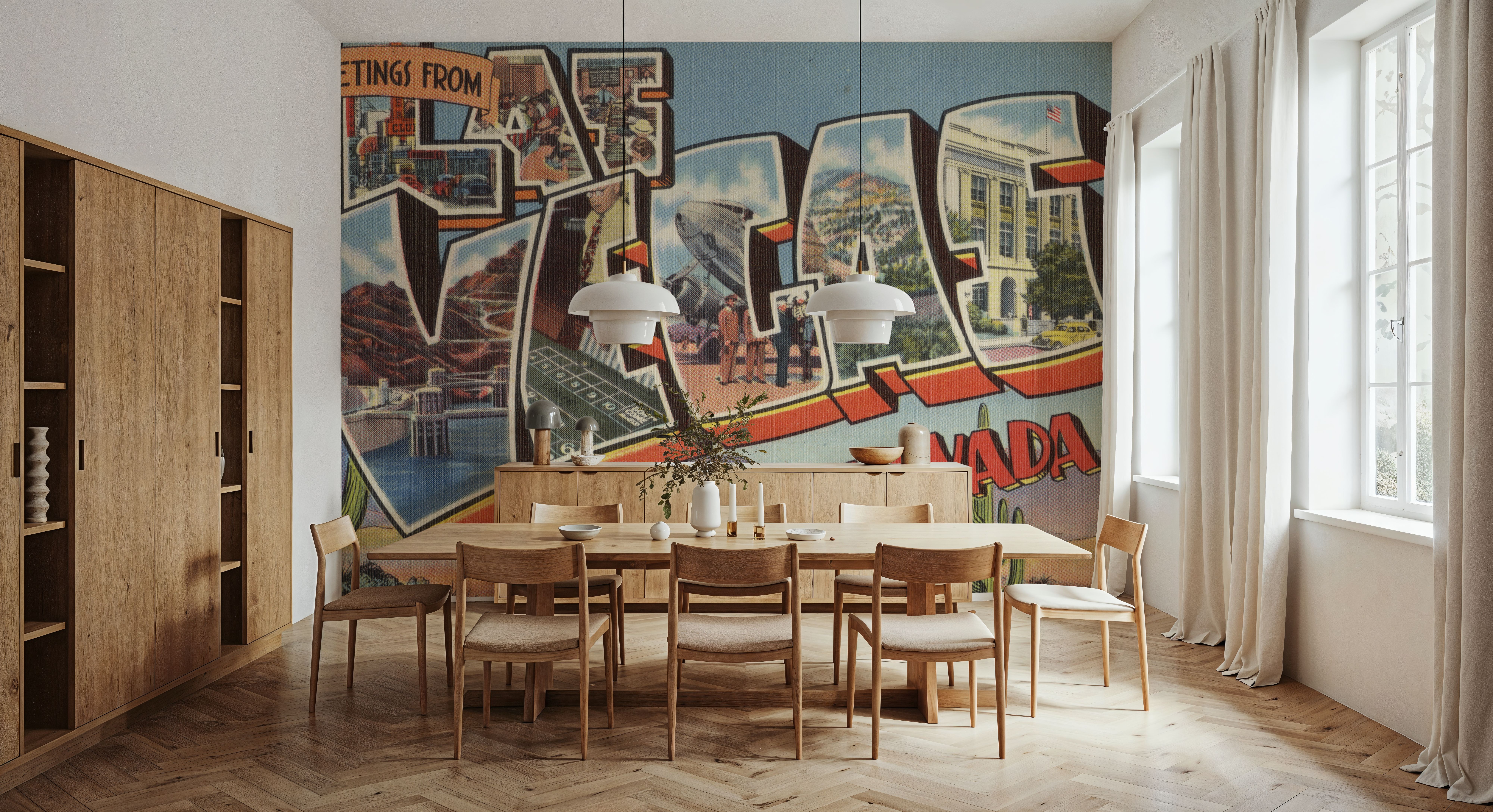 Greetings from Las Vegas - Screenprint Postcard, Wallpaper