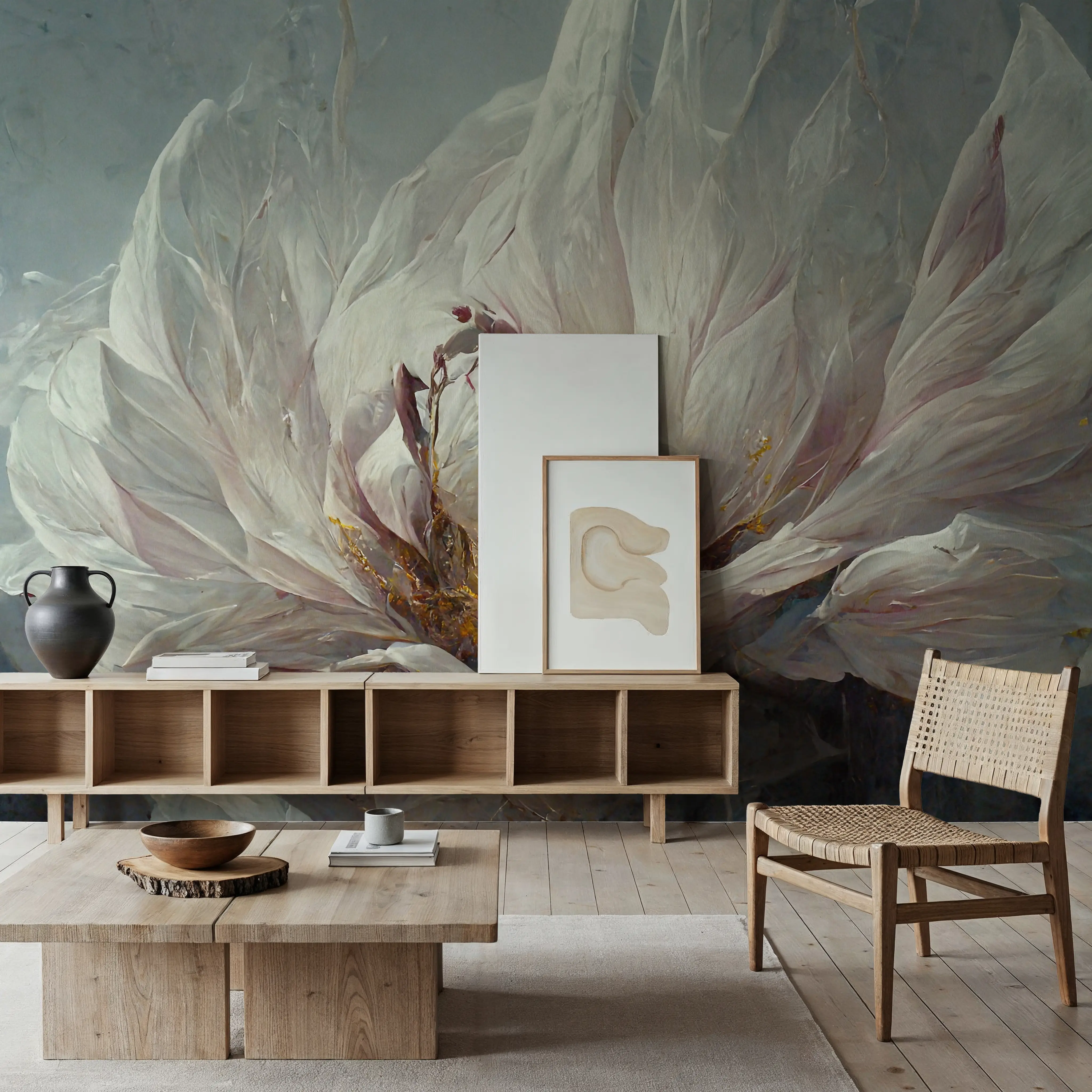 Fotobehang - Scented Rose - Abstract Kunst Natuur Mural - Wit - Woonkamer - Wallism België - Zelfklevend of Vliesbehang