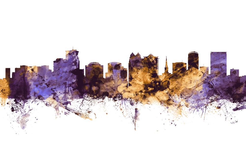Orlando Florida Skyline Purple & Gold