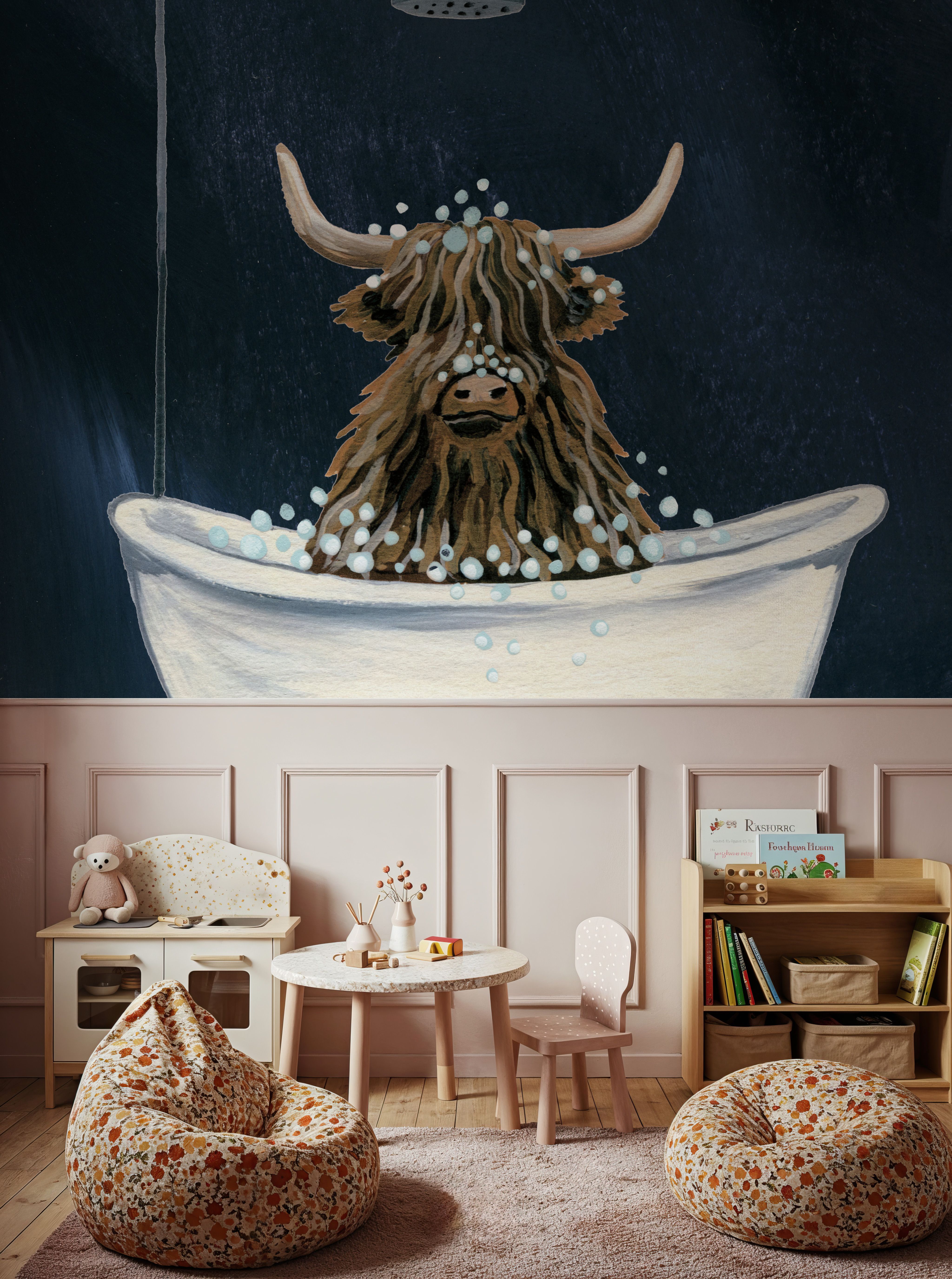 Highland Cow in Tub Texture Light