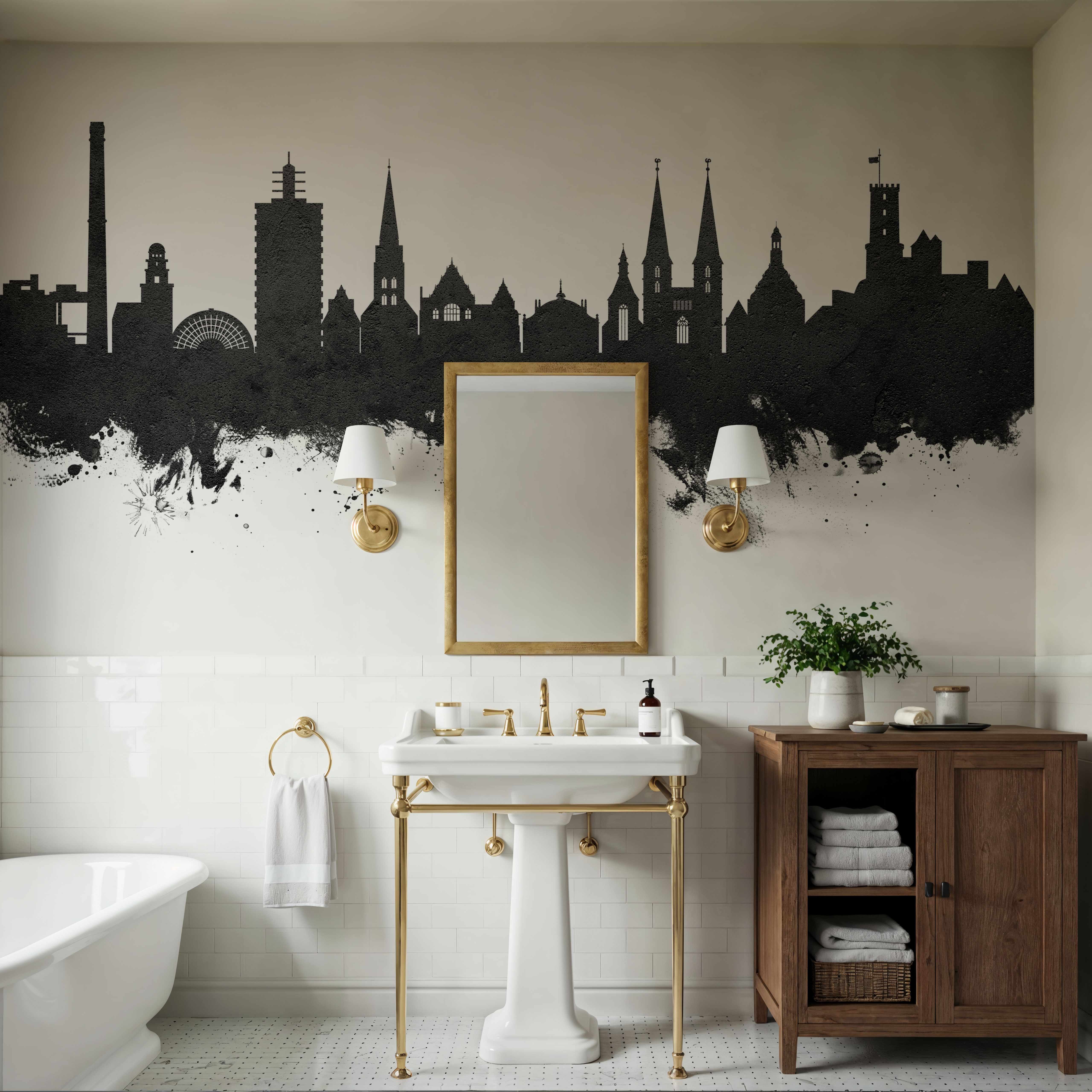 Bielefeld Germany Skyline Black & White