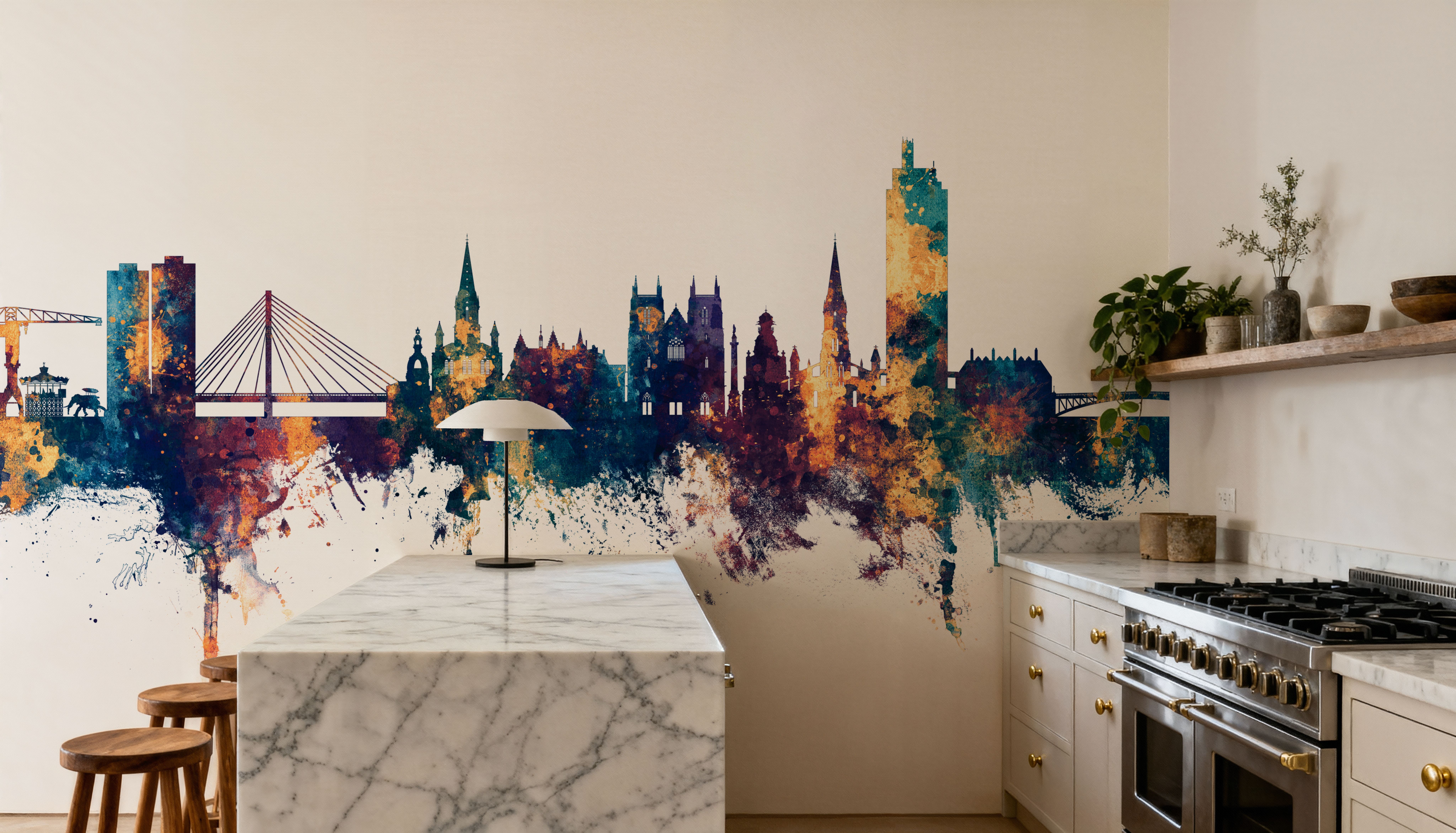 Nantes France Skyline Blue & Bronze