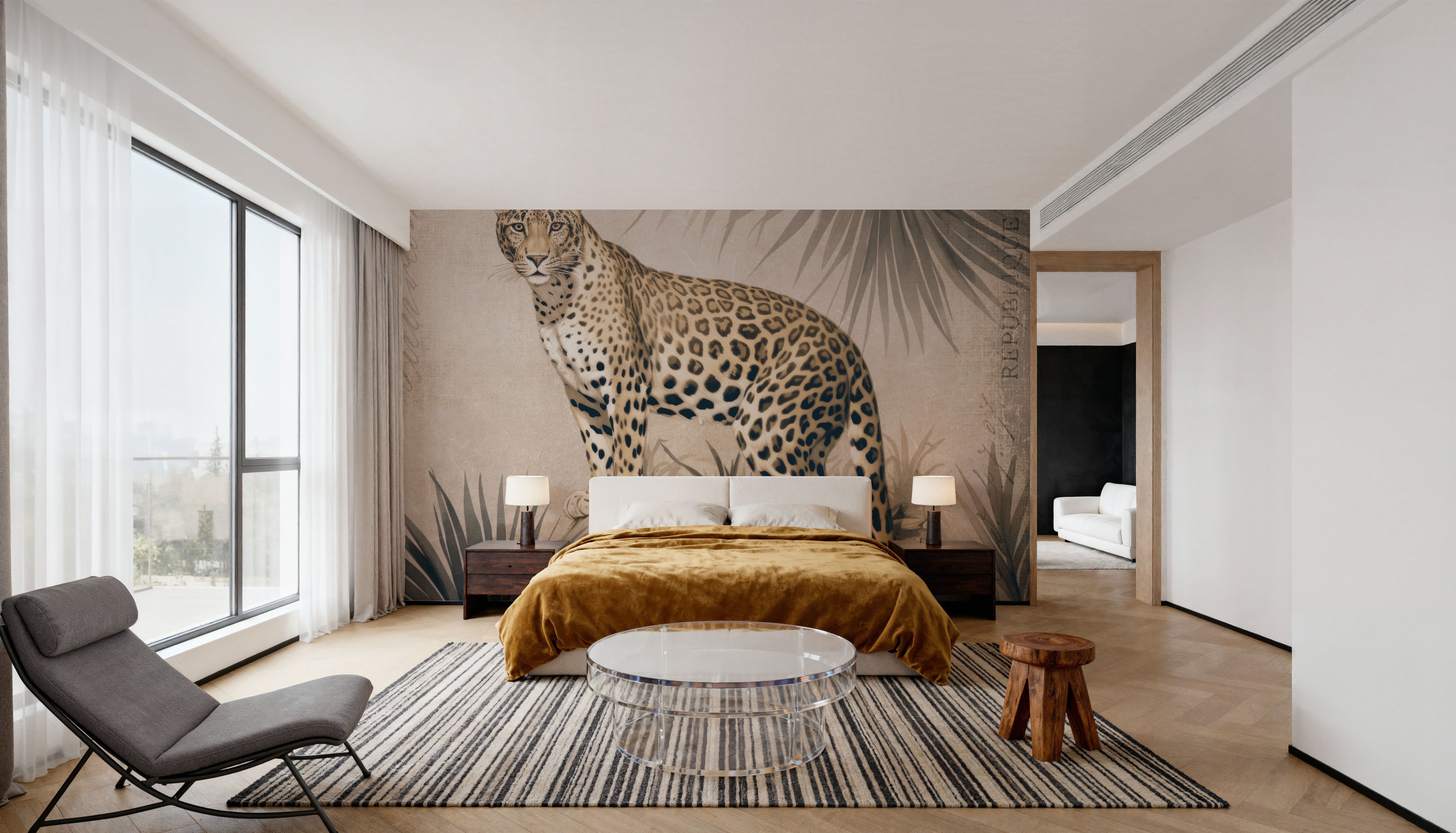 Cheetahs Tropical Jungle Monochrome