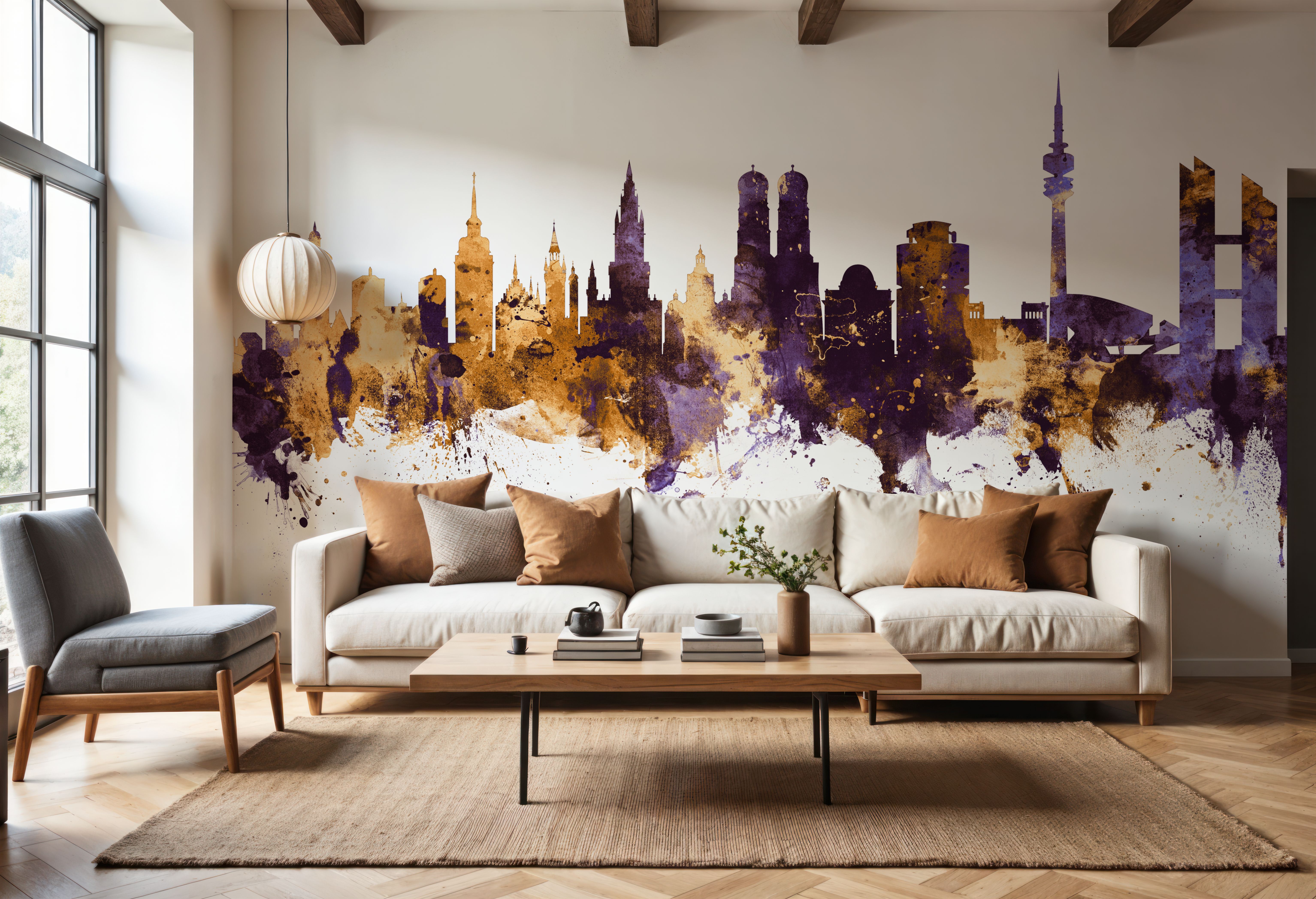 Munich Skyline Purple & Gold