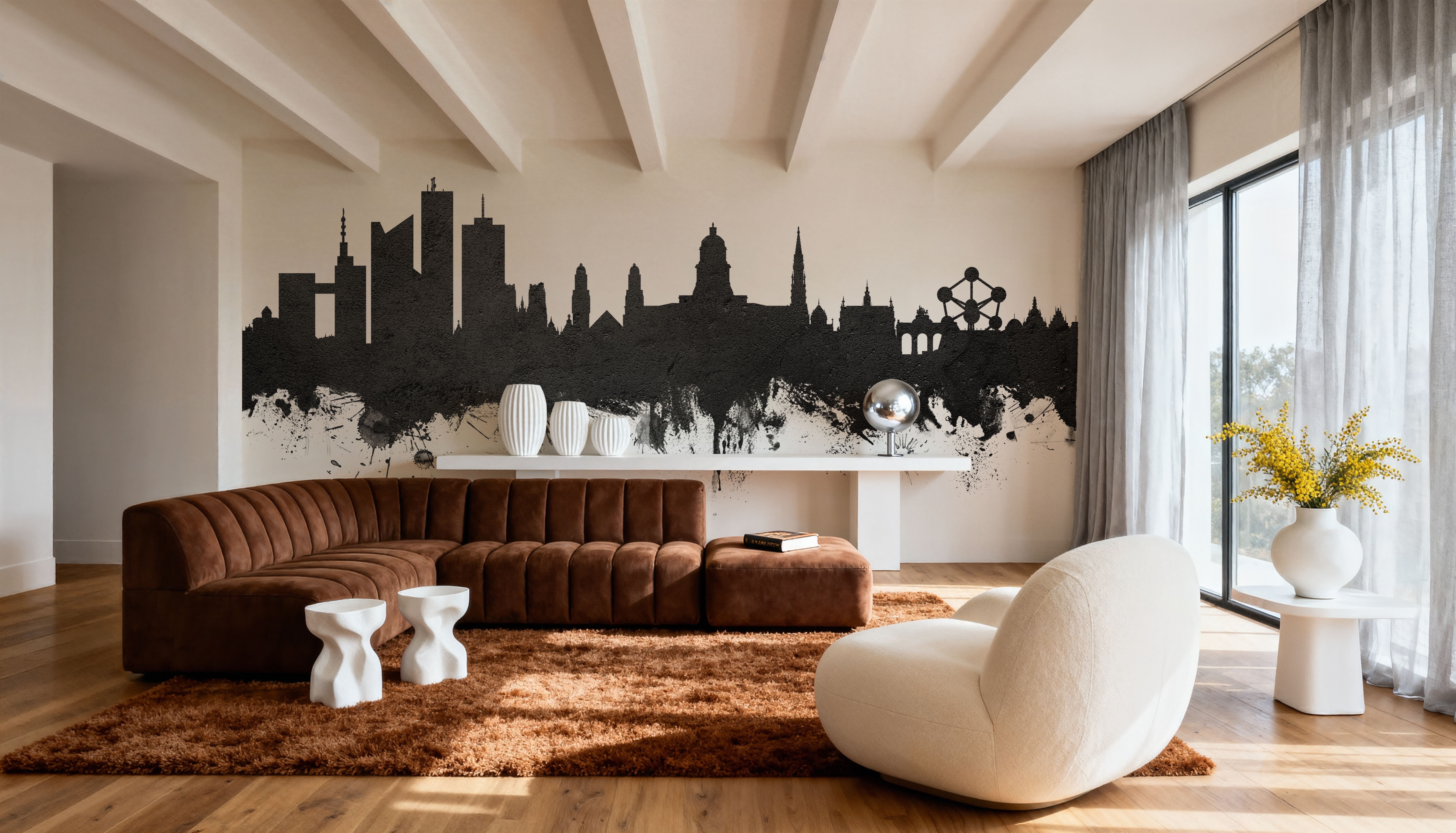 Brussels Belgium Skyline Black & White