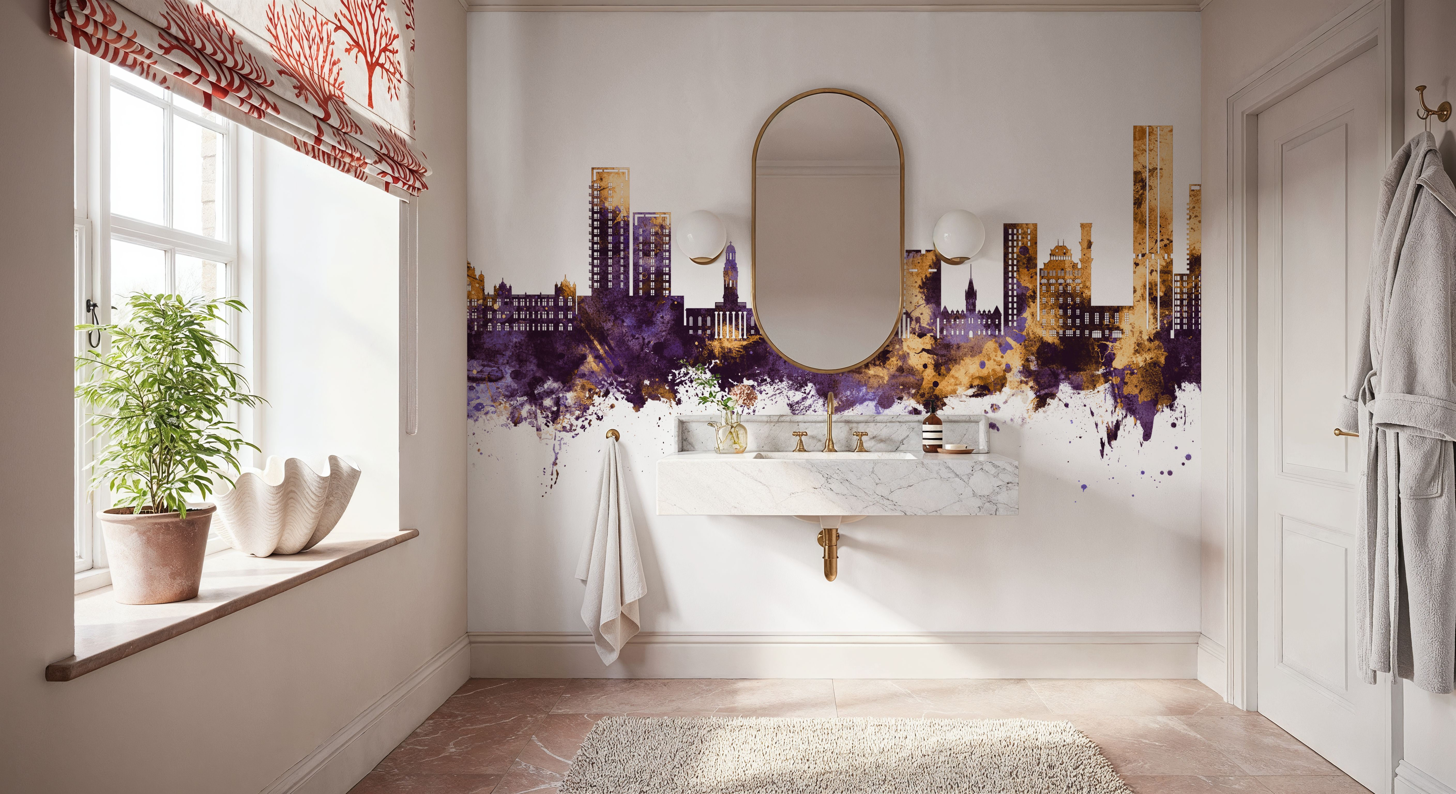 Salford England Skyline Purple & Gold