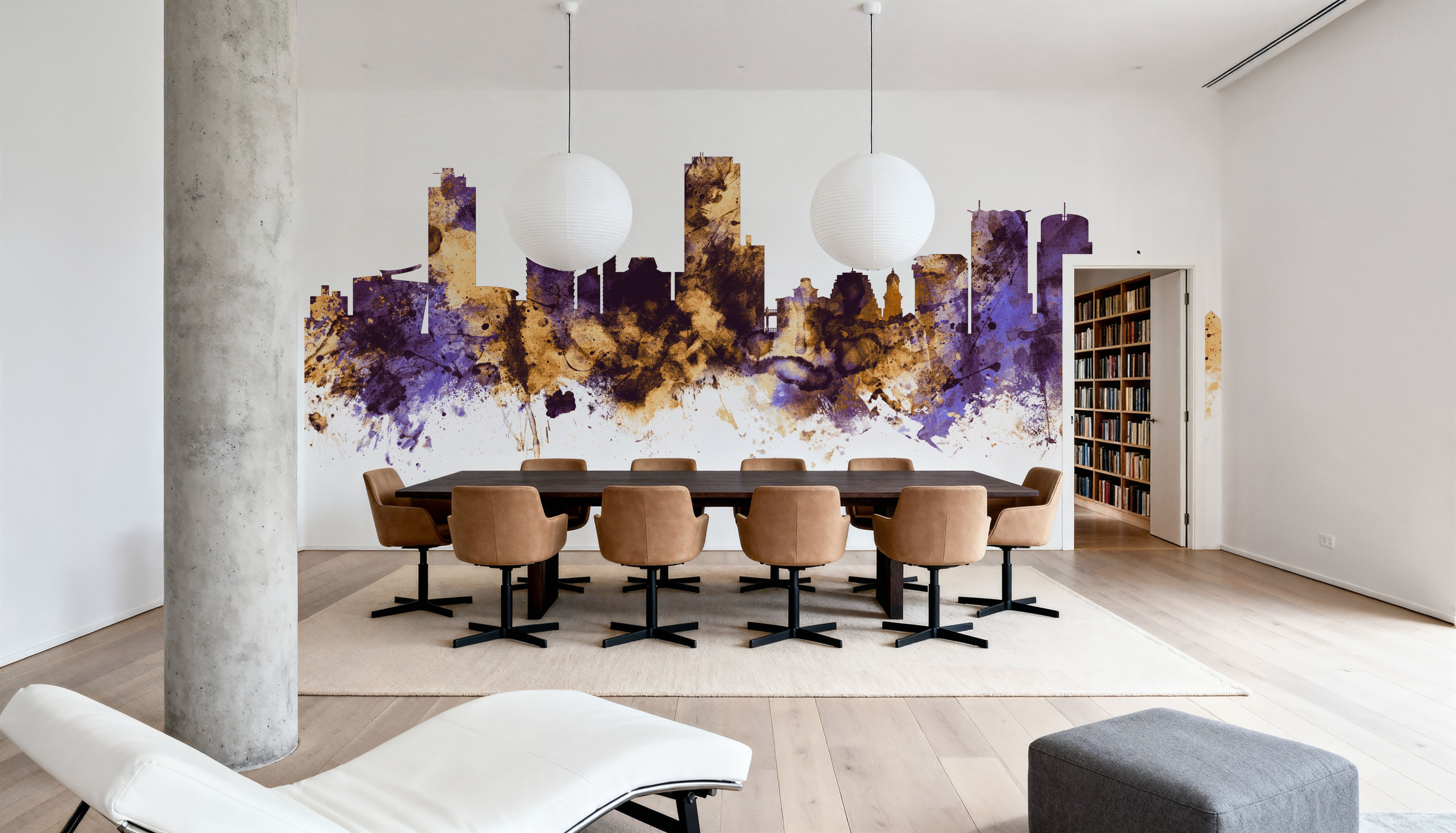 Wellington New Zealand Skyline Purple & Gold