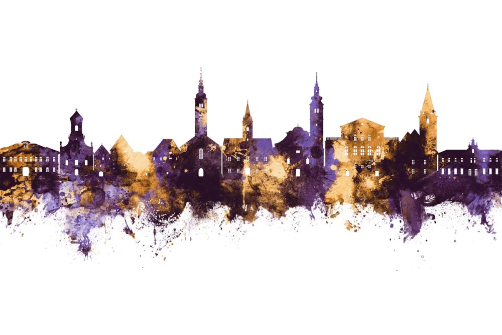 Varaždin Croatia Skyline Purple & Gold