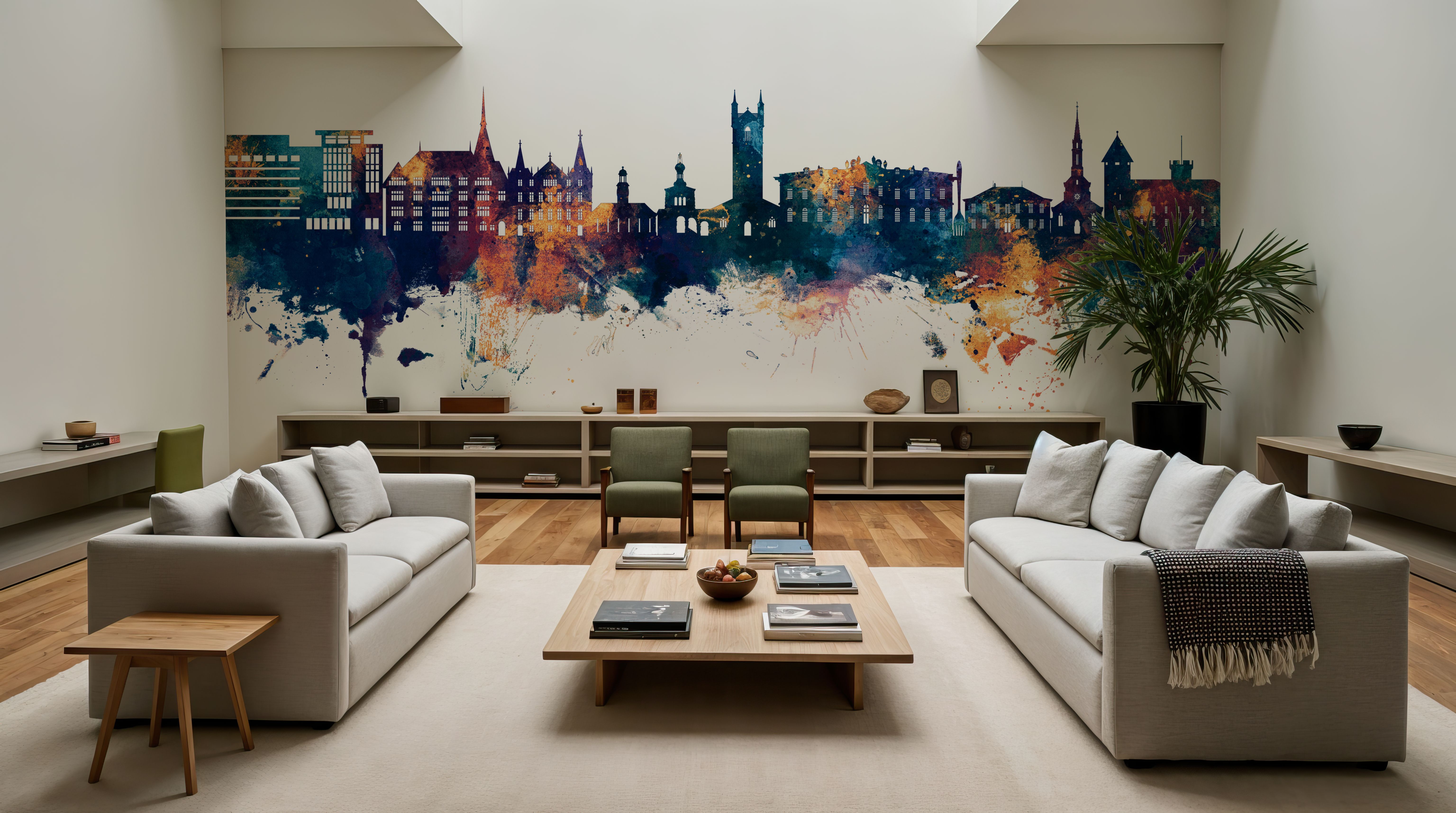 Vevey Switzerland Skyline Blue & Bronze, Wallpaper