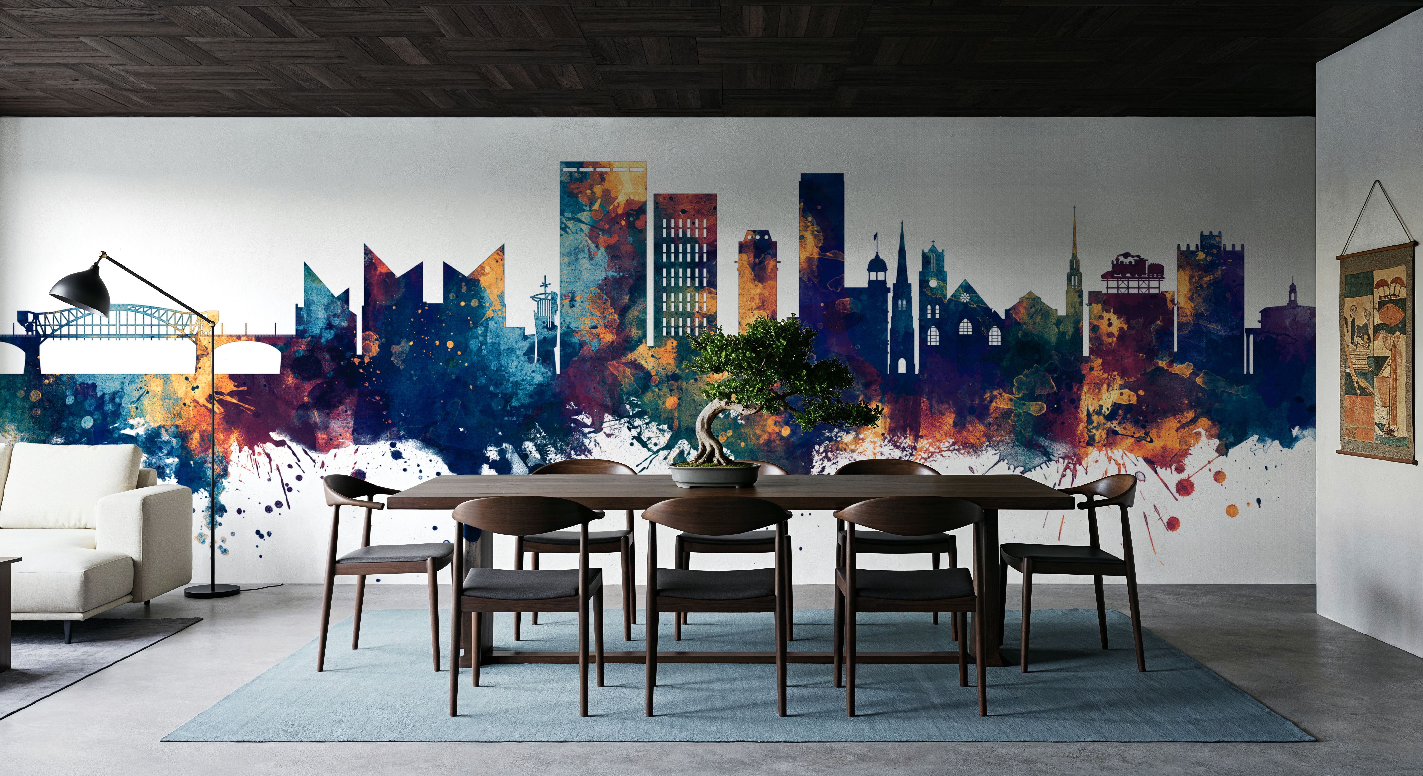 Chattanooga Tennessee Skyline Blue & Bronze, Wallpaper