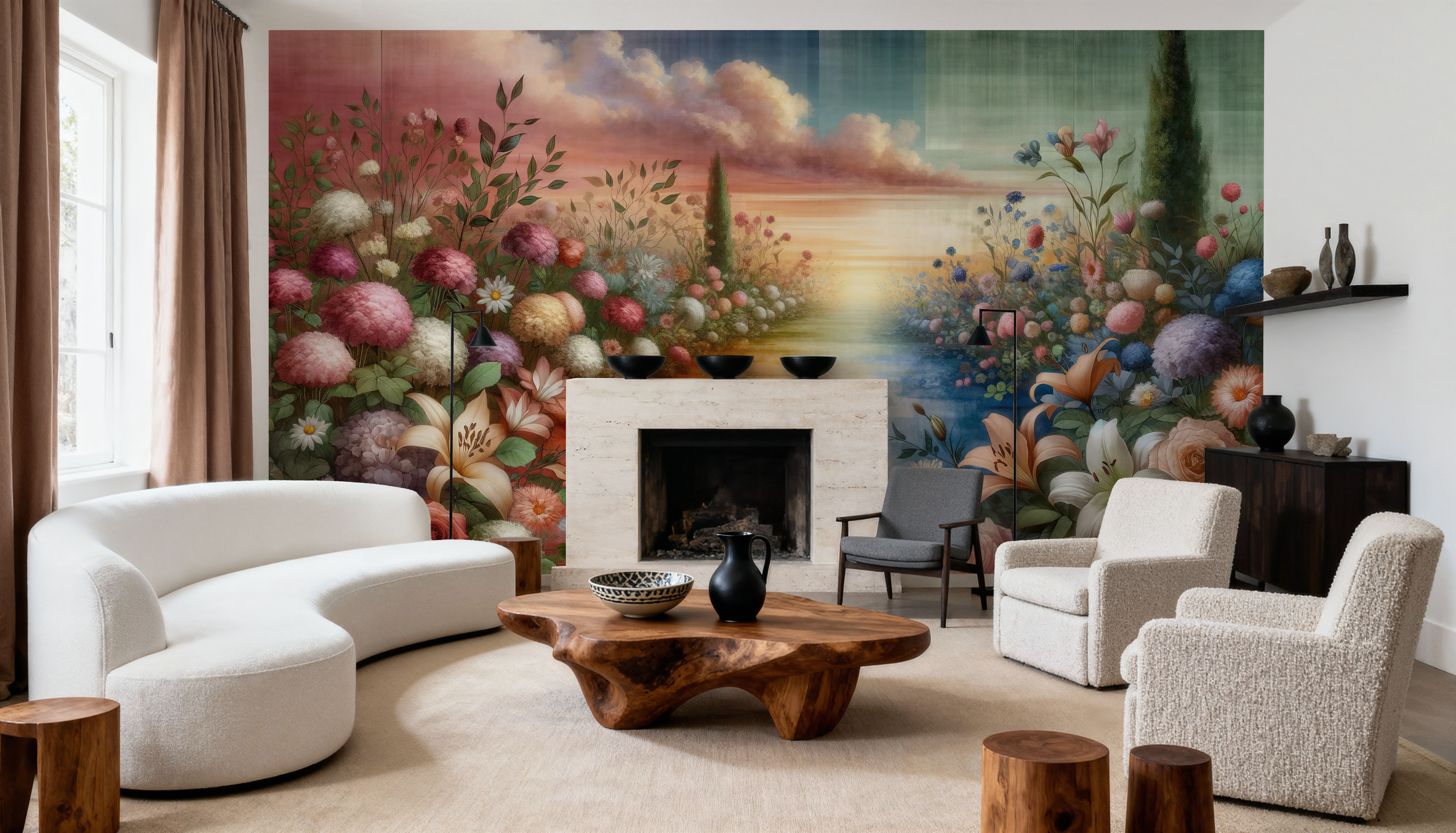 Watercolor Floral Path