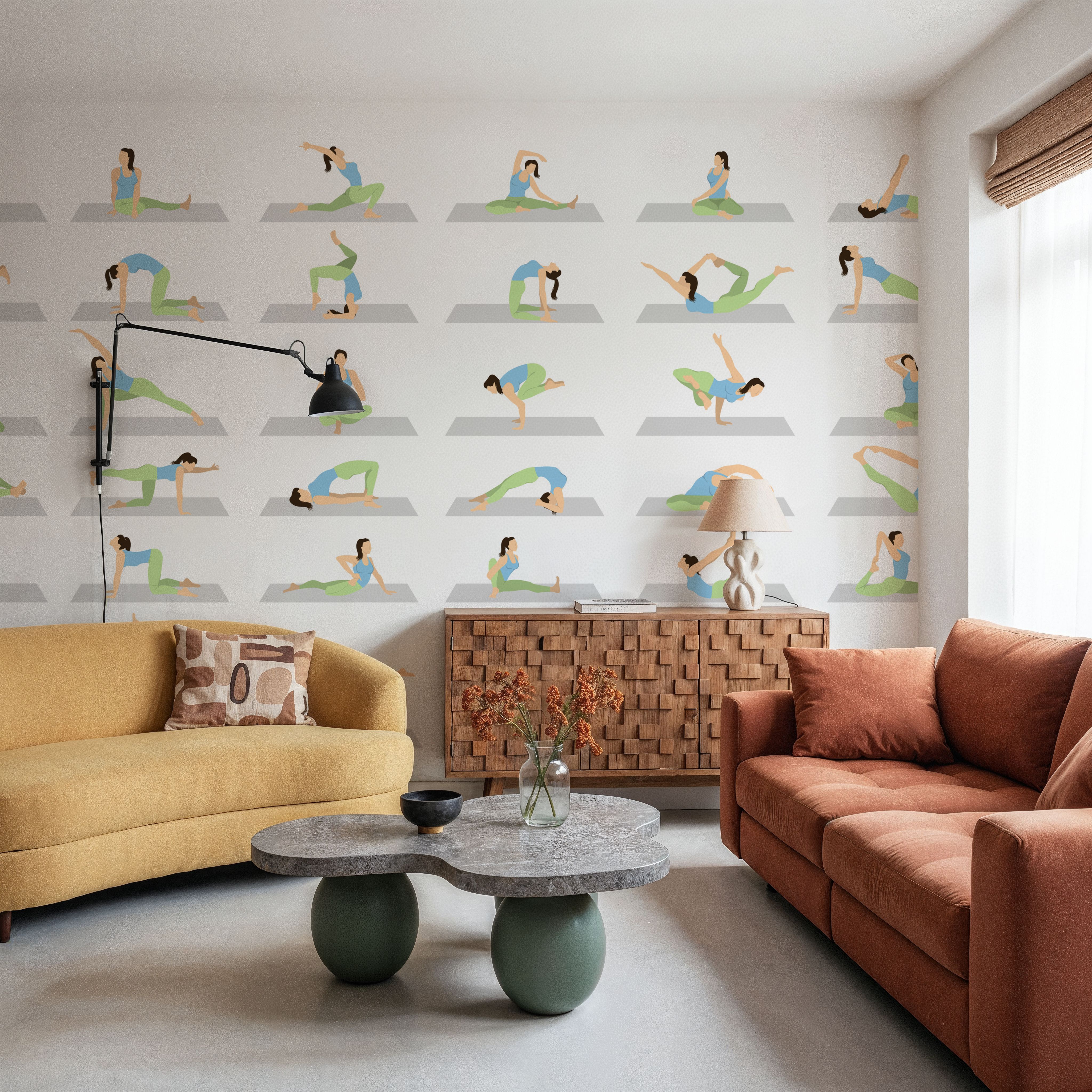 Fotobehang - Yoga Set - Gangtrap - Wallism België - Zelfklevend of Vliesbehang