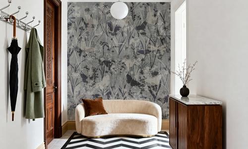 Herbals and Butterflies Double Silhouette Black