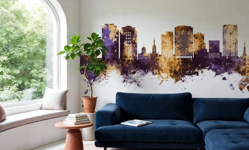 Norfolk Virginia Skyline Purple & Gold