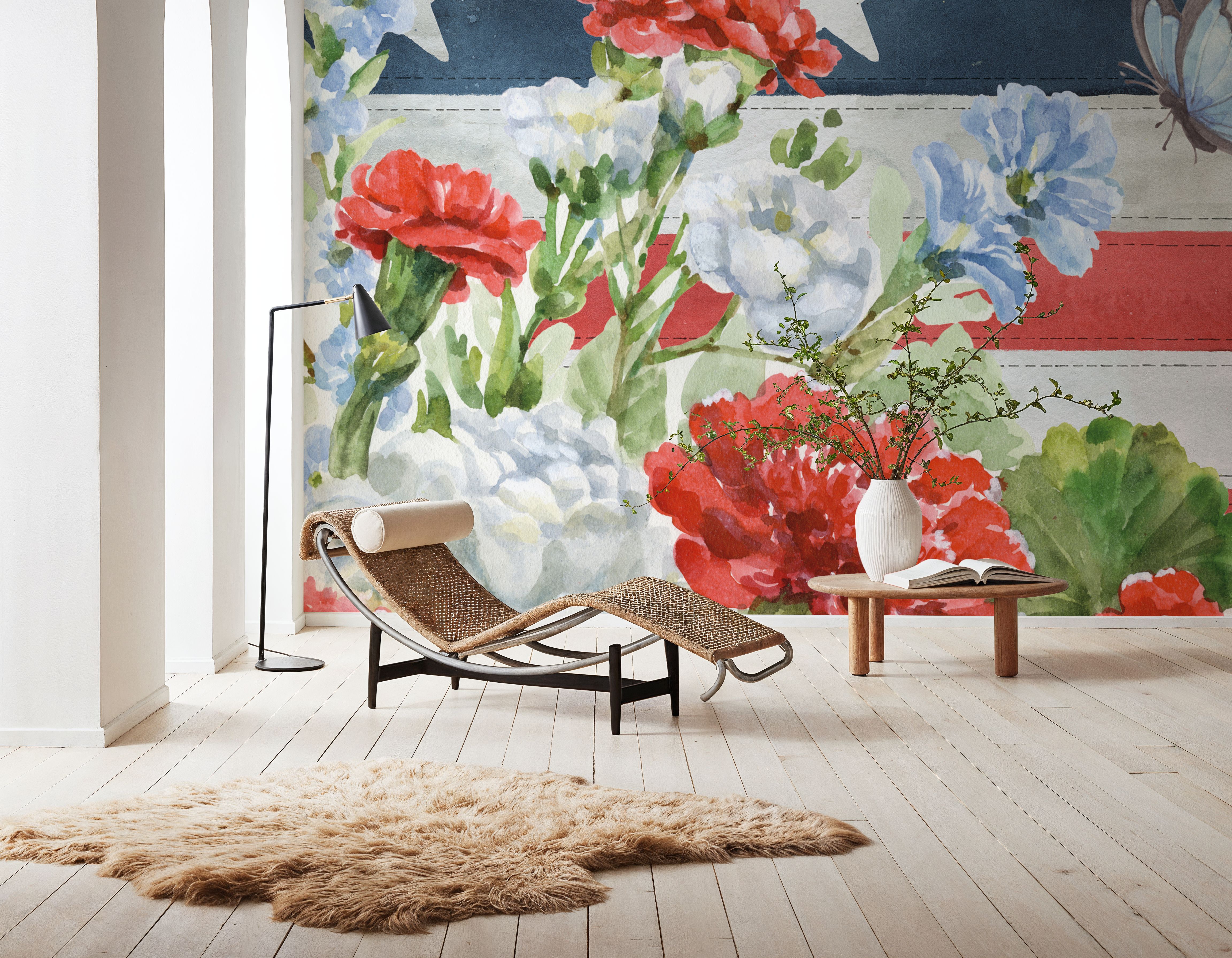 Red White and Blue Floral VI