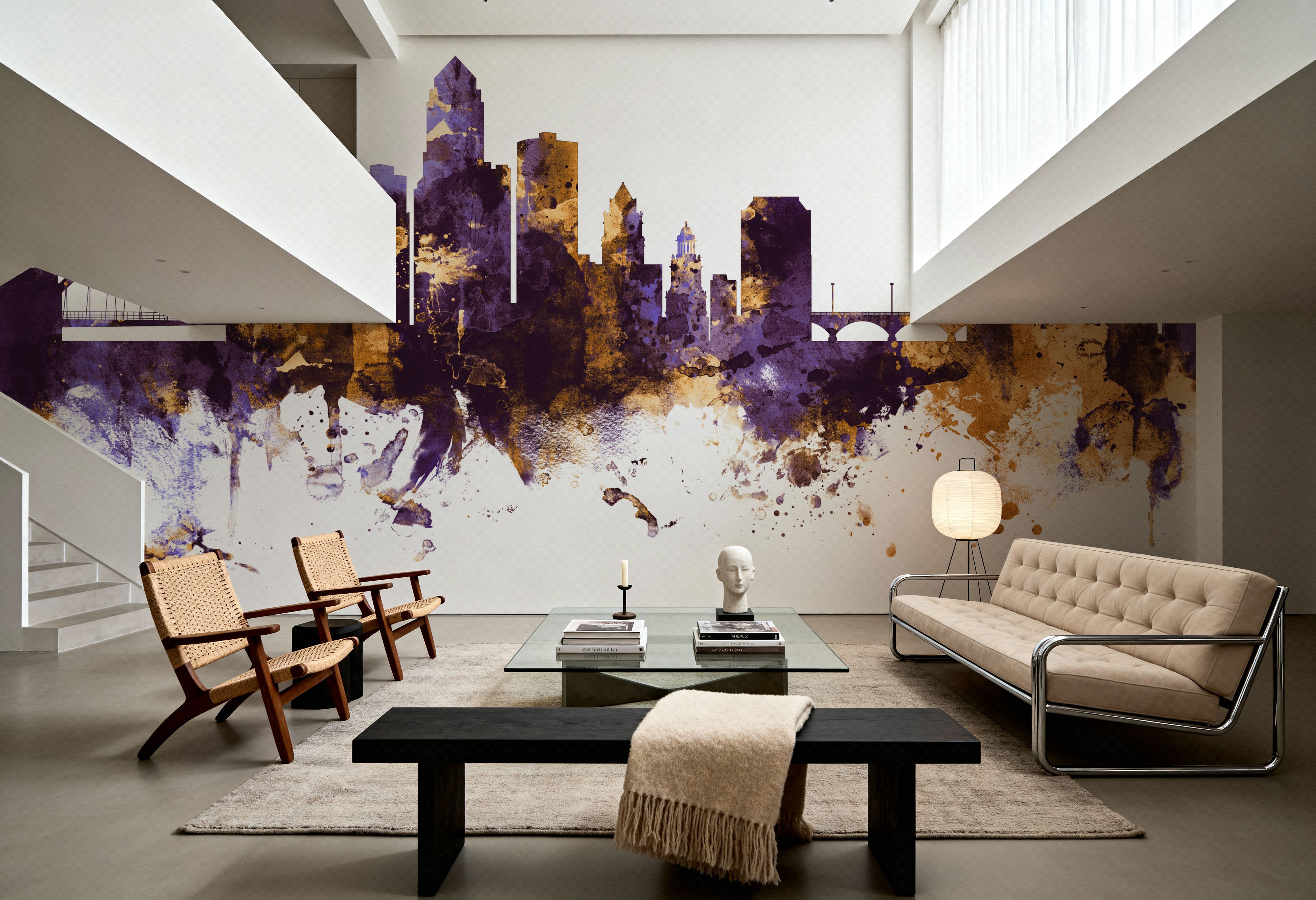 Des Moines Iowa Skyline Purple & Gold