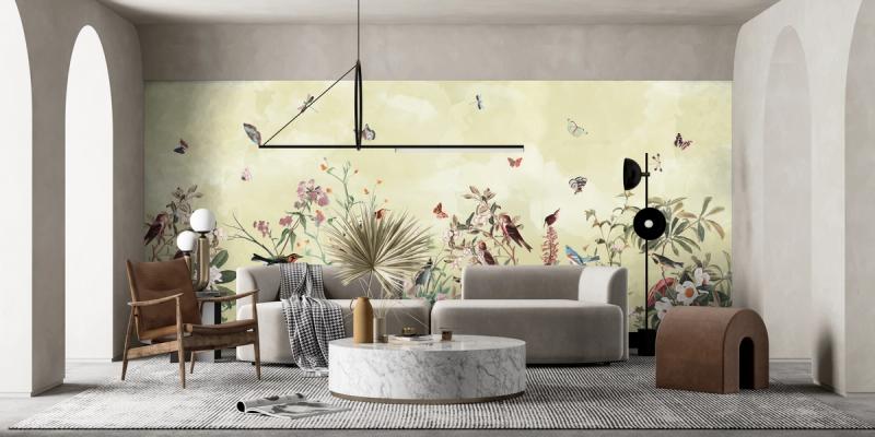 Take me to the Garden Yellow wallpaper mural 100% PVC-free and non-toxic