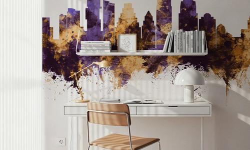 Austin Texas Skyline Purple & Gold